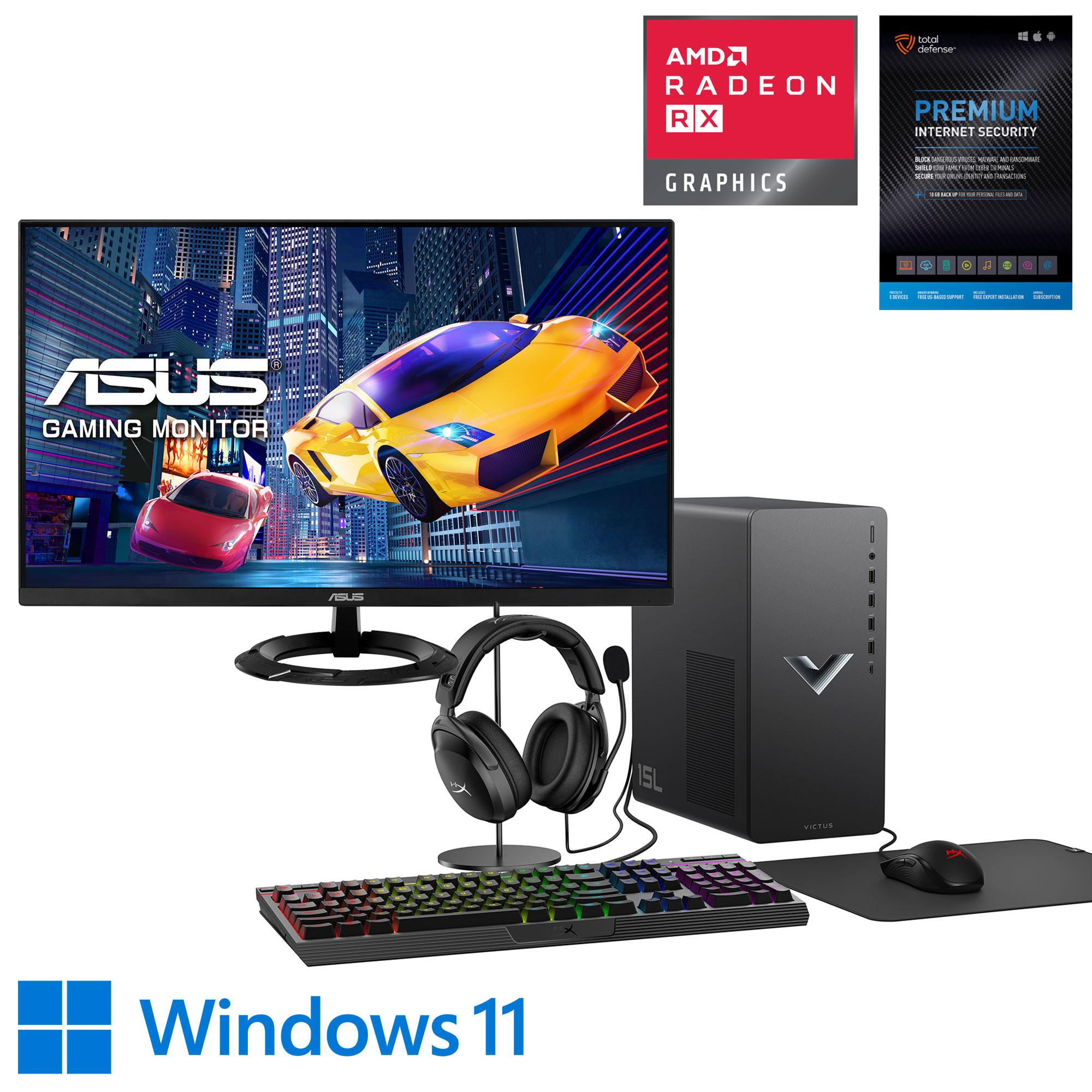 HP Victus Gaming Desktop w/ 27" Monitor & Total Defense Internet Security