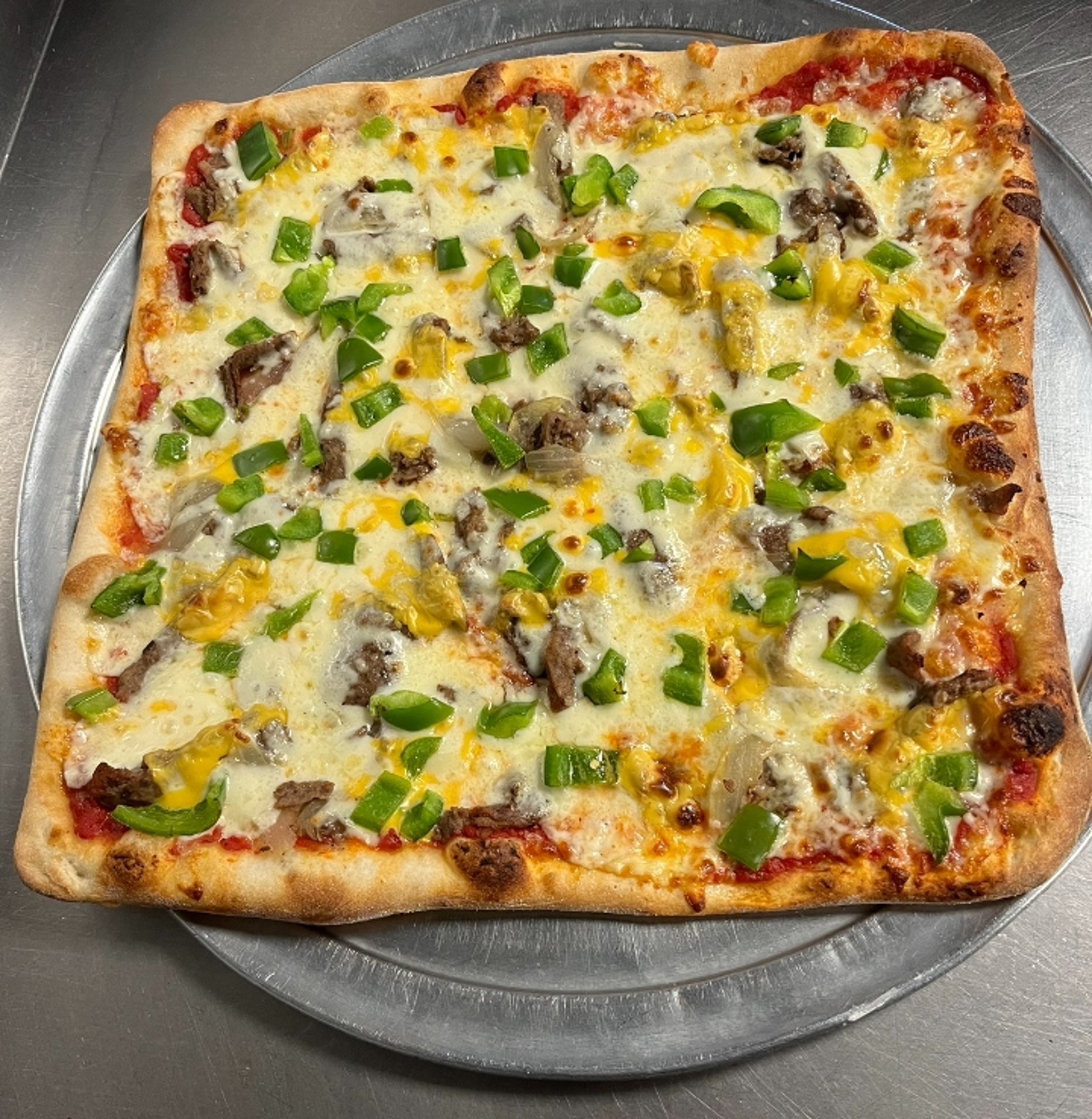 Square Cheesesteak Pizza