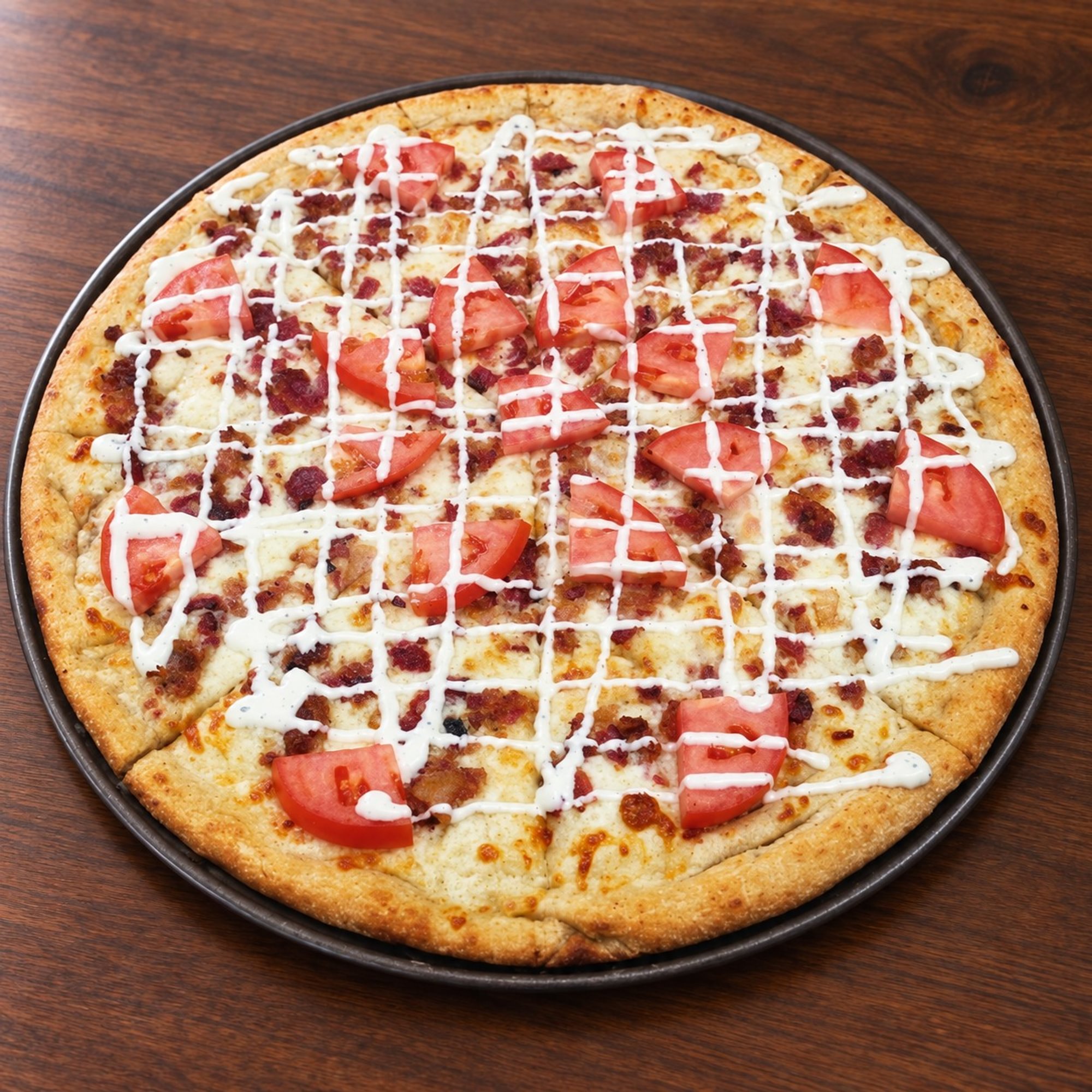 Tomato bacon ranch pizza