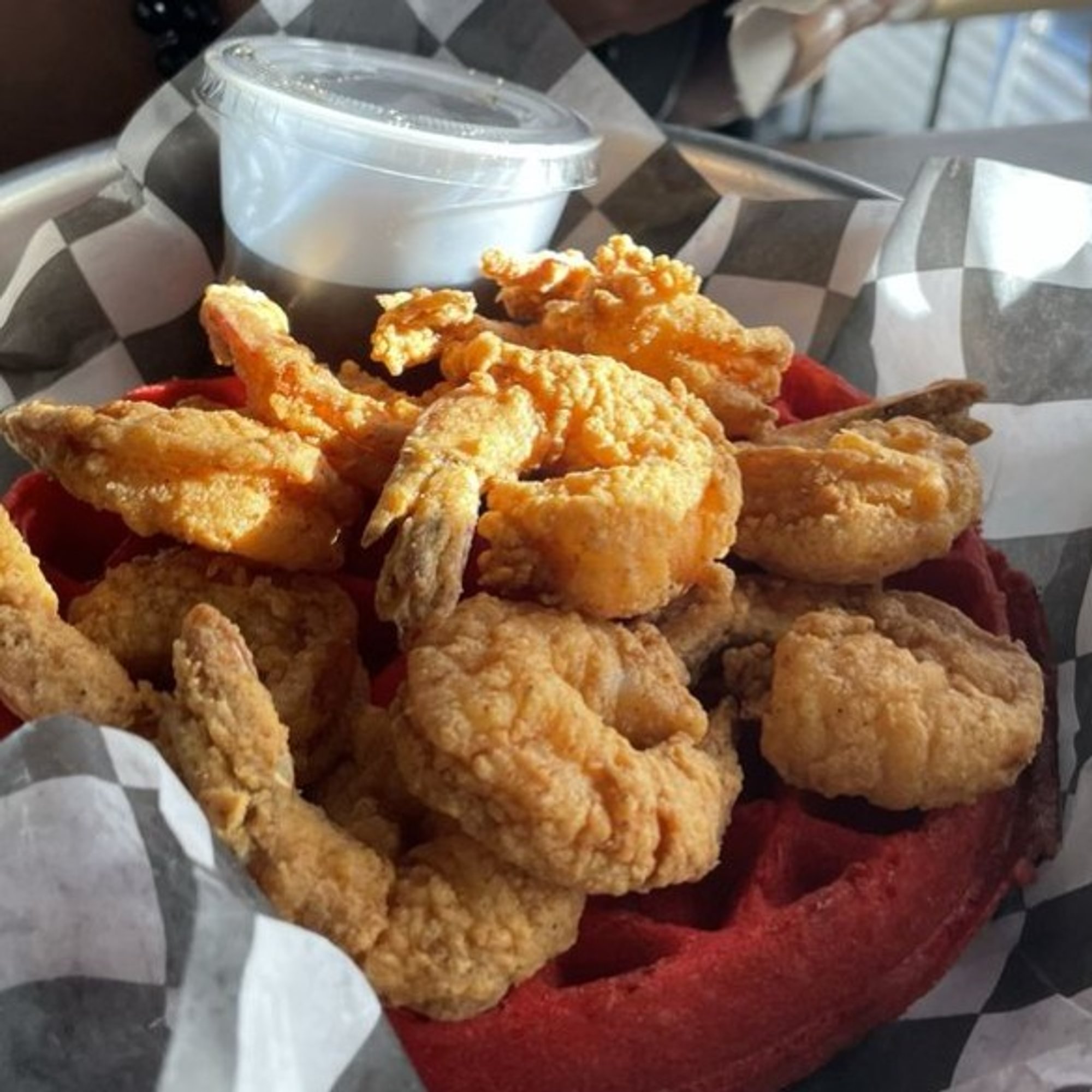 Fried Shrimp (10) & Plain Waffle