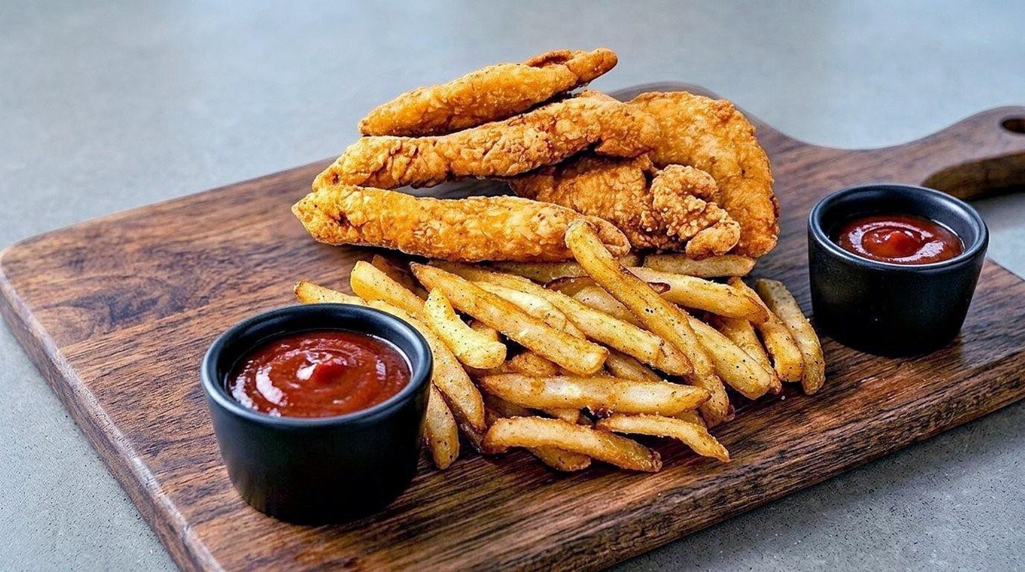 Chicken Tenders, Fries, Can of Soda