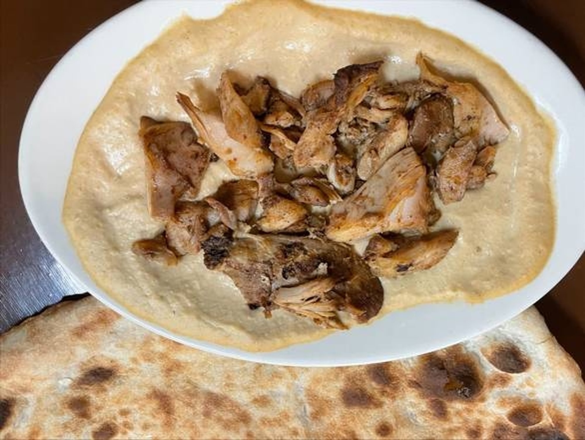 Chicken Shawarmah Over Humus