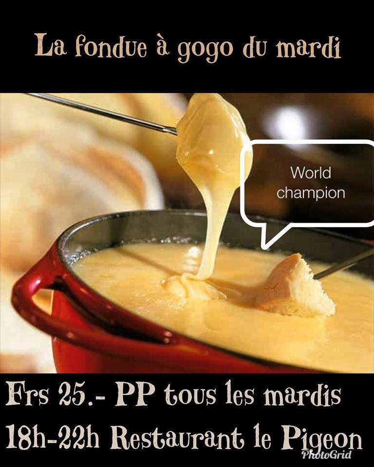 Fondue championne du monde à gogo tous les mardis
