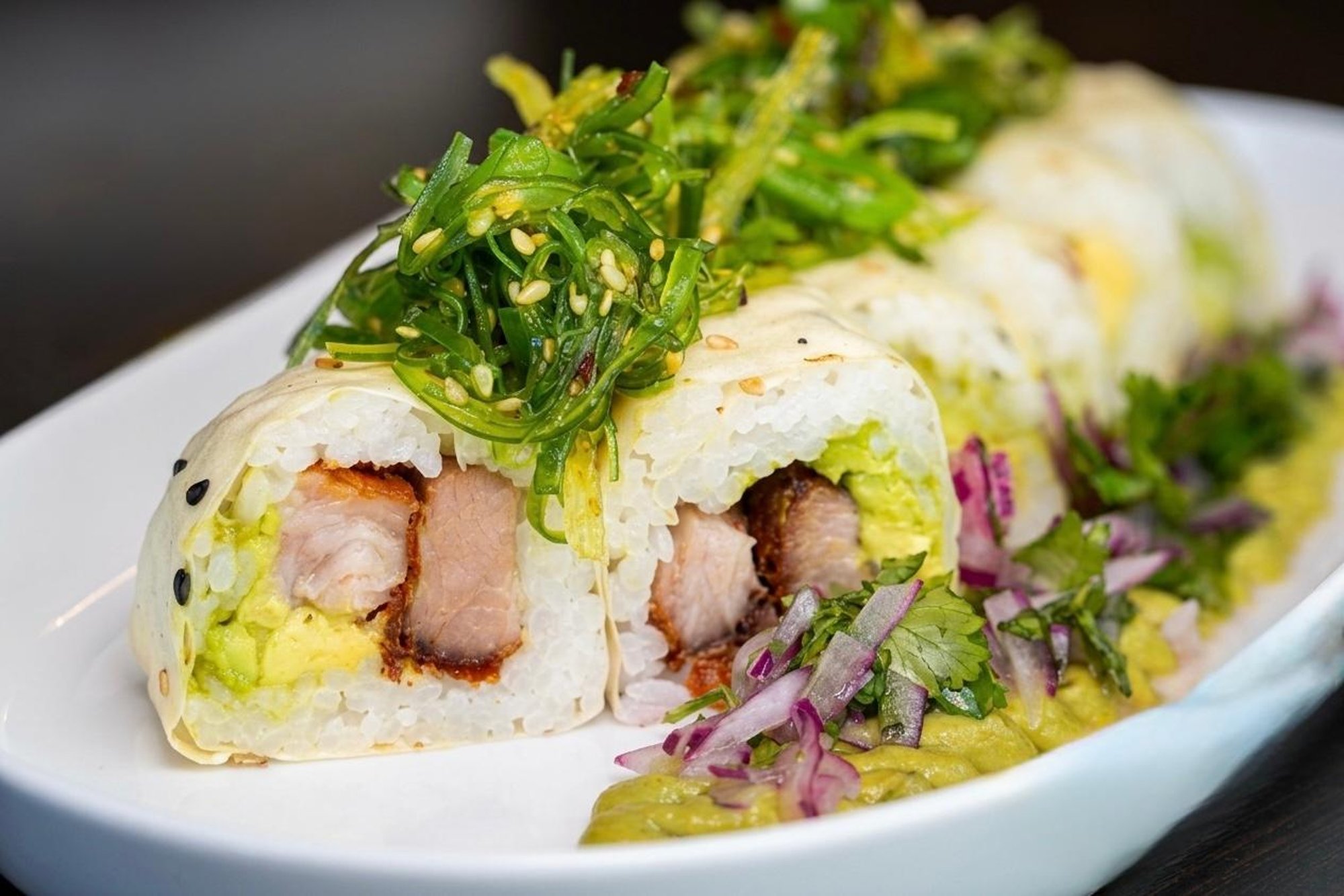 Asian Pork Belly Acevichado Roll