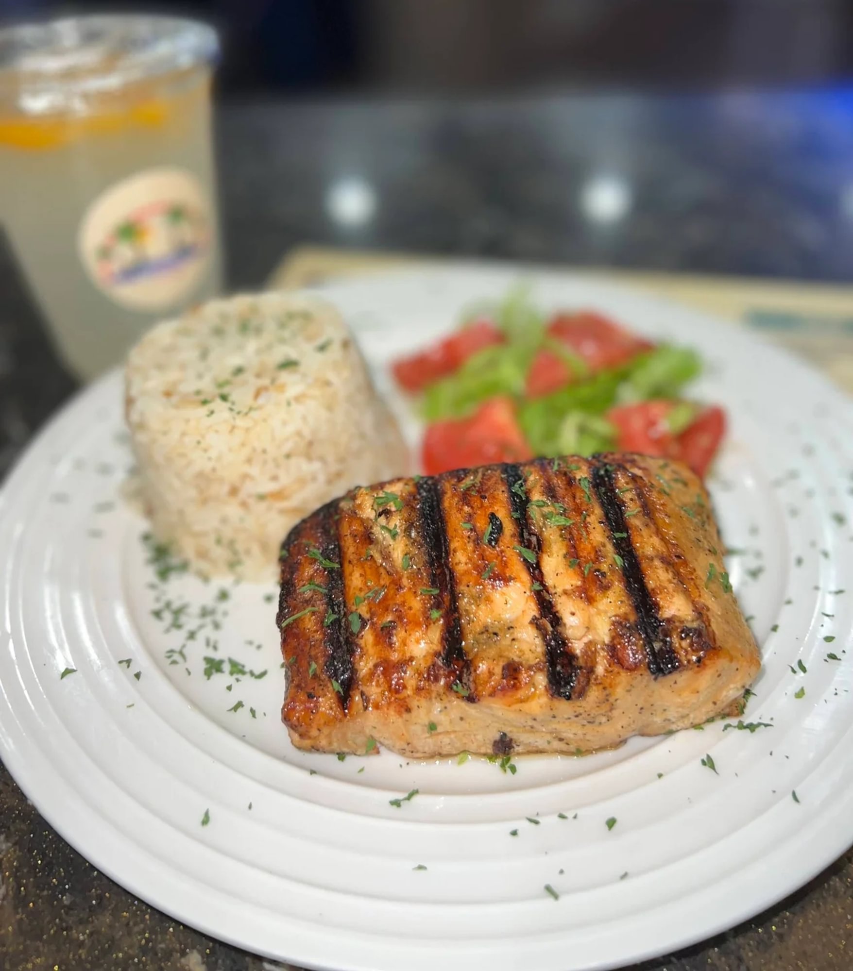 Salmon Platter (Includes Rice & Salad)