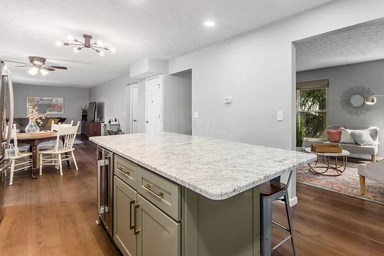 Green and white cabinets shaker door custom kitchen remodel Columbus Ohio