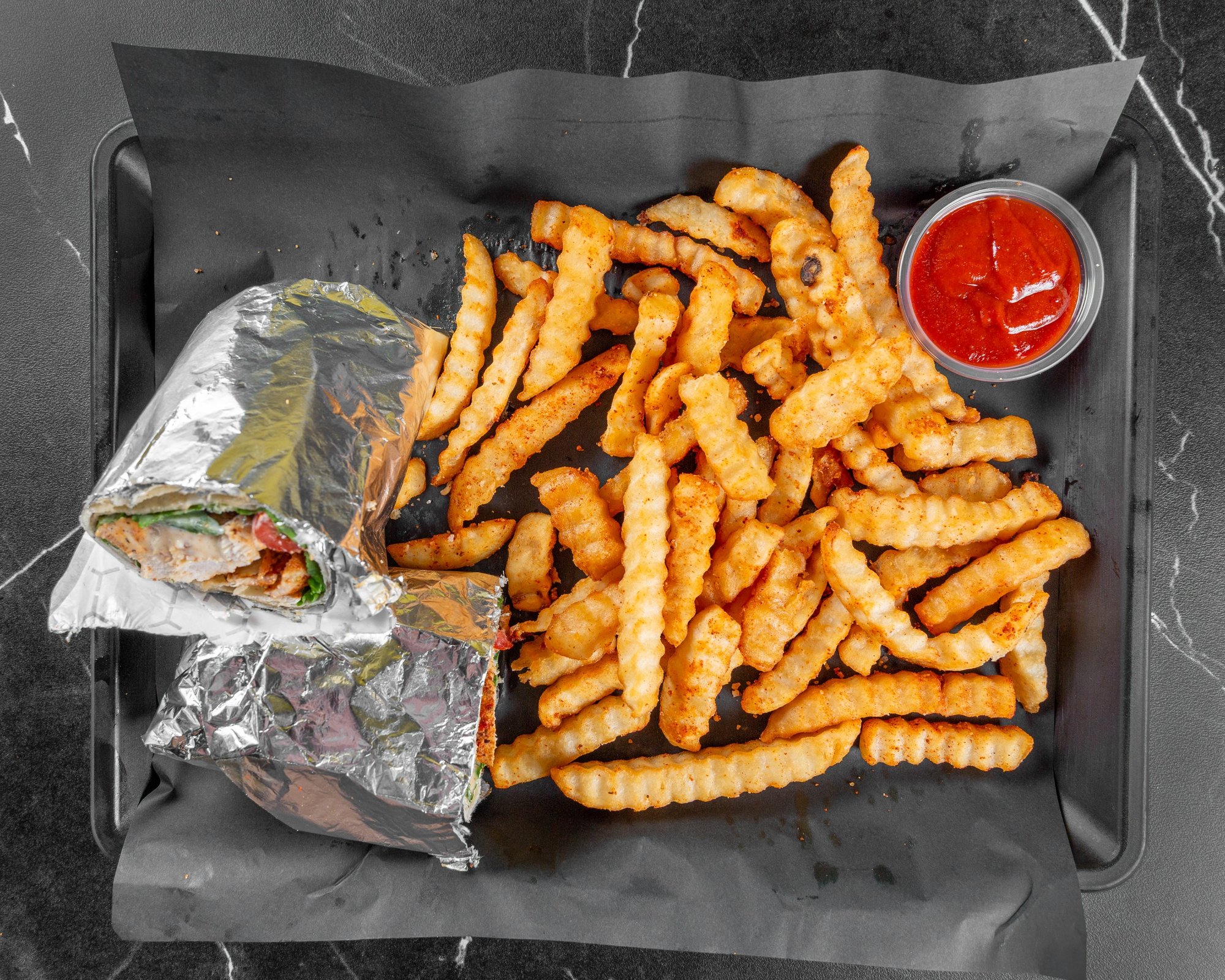 Vegetarian Wrap with Fries