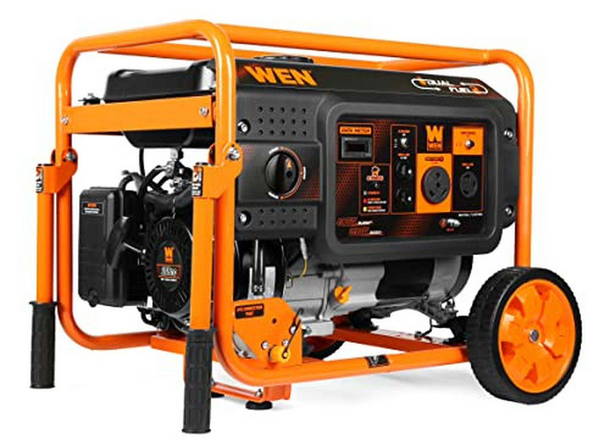 WEN DF430X 4375-Watt Dual Fuel Portable Generator with Wheel Kit and CO Shutdown Sensor, Black