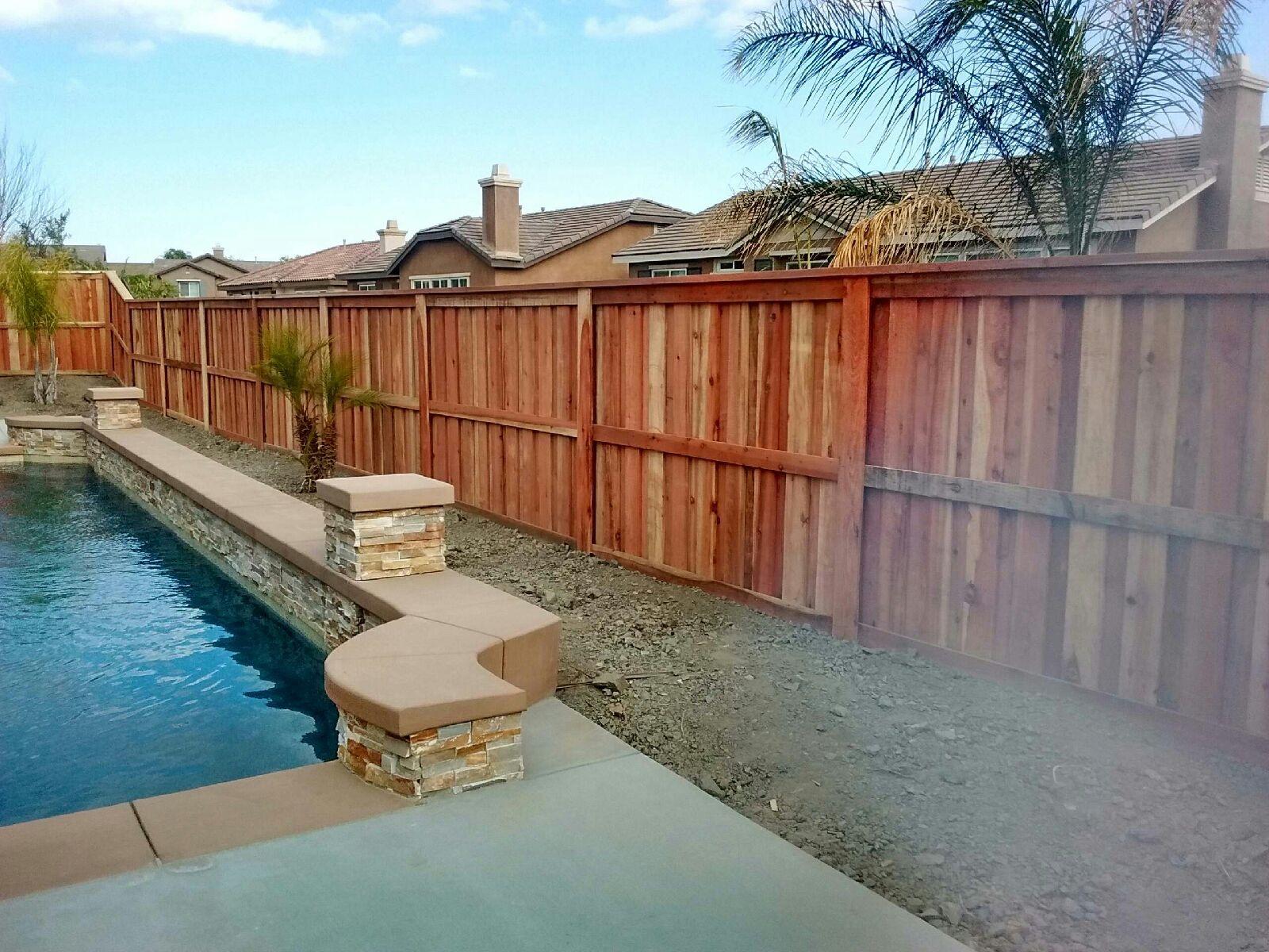 Wood Cap & Trim fence with middle rail Temecula Ca