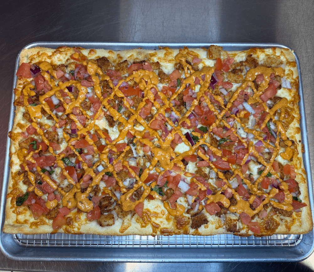 Grandma Chicken Bruschetta Pizza with Chipotle Sauce