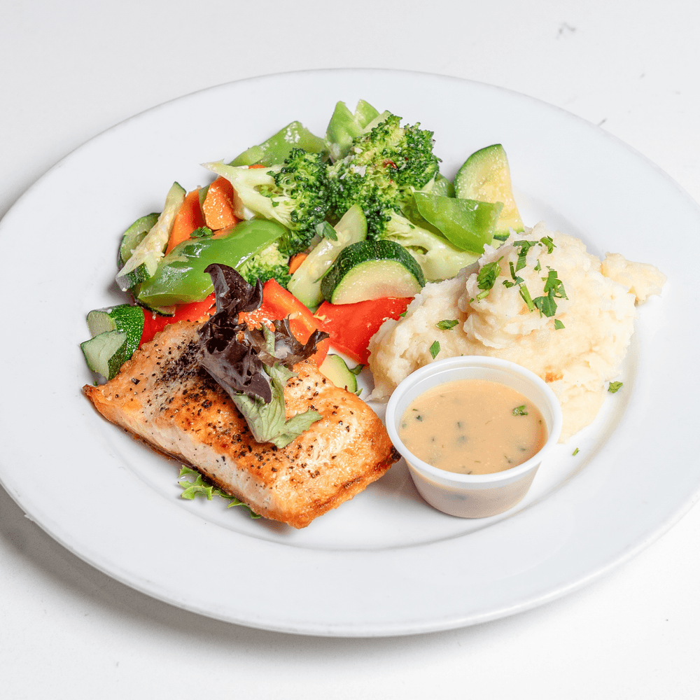 Miso glazed salmon filet dinner