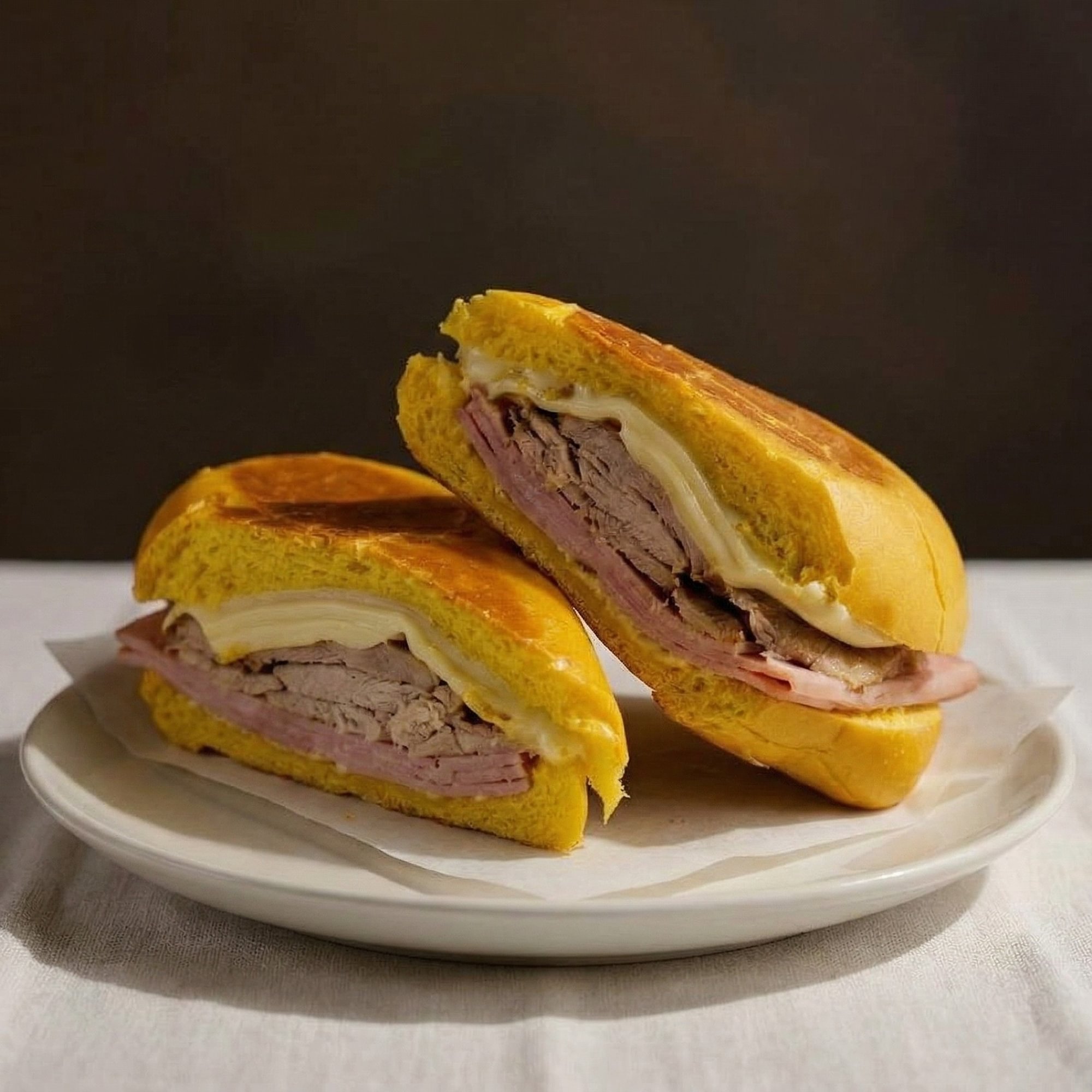 Media Noche, Jamon, Queso Suizo, y Puerco / Midnight Sandwich, Ham, Swiss Cheese & Pork
