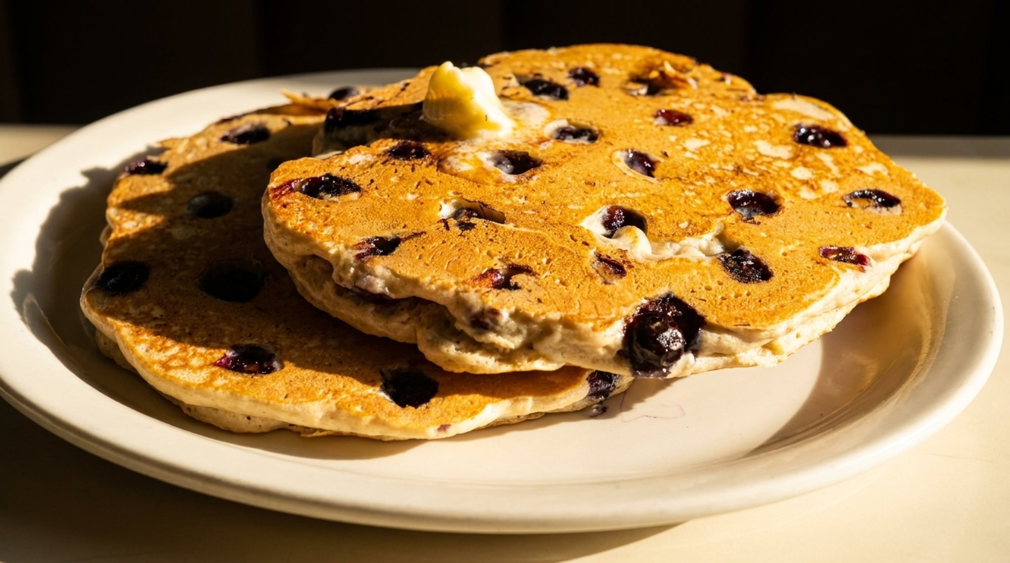 2 Cinnamon-Walnut Buttermilk Pancakes w/Blueberries