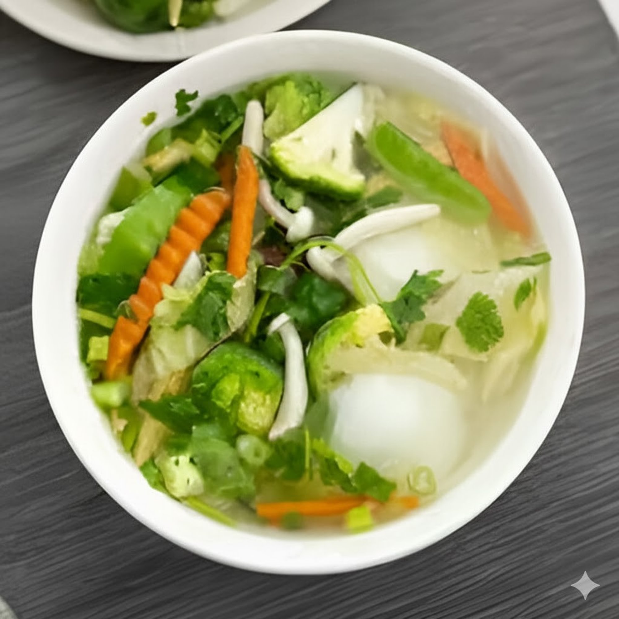 Mixed Veggies Rice Noodle Chicken Soup