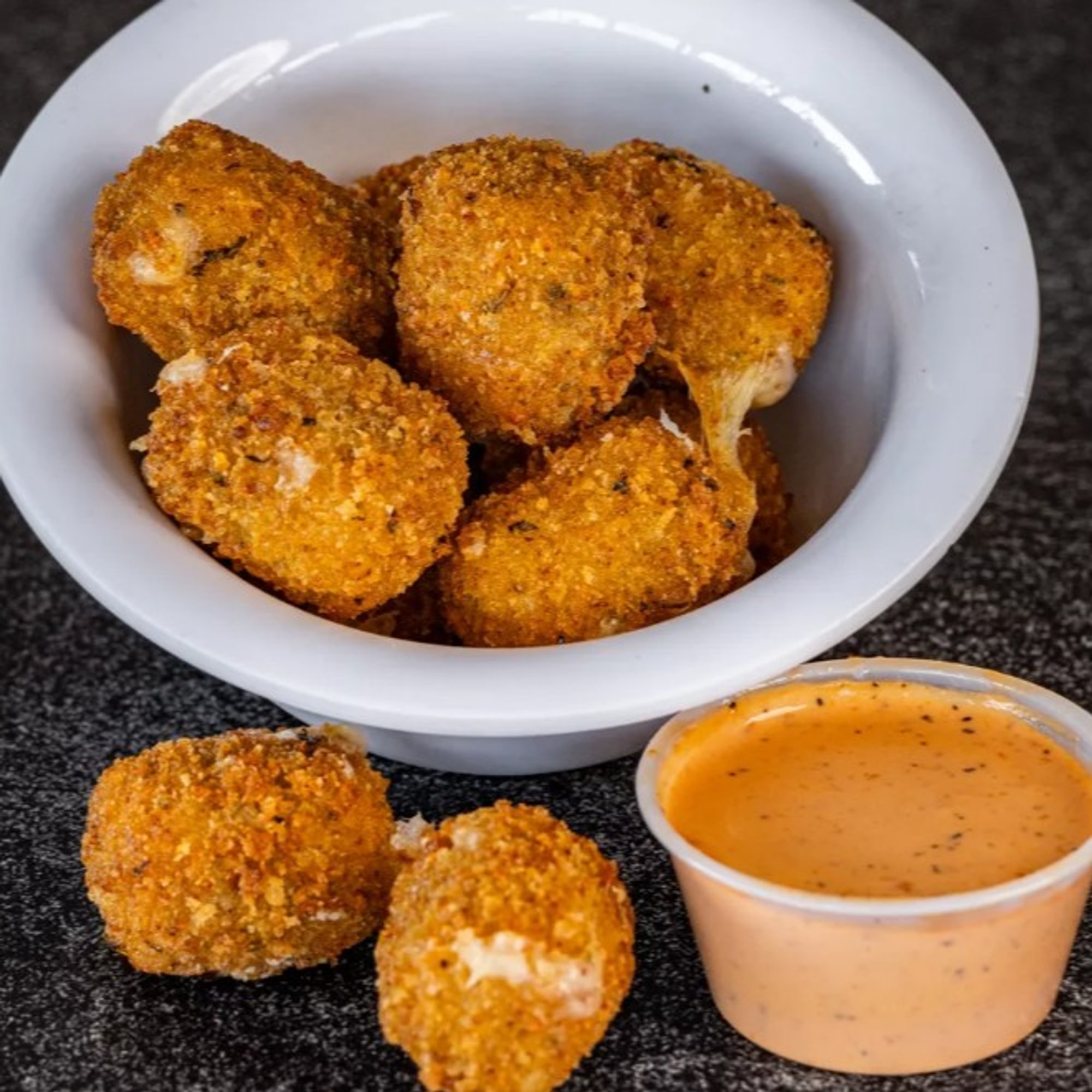 Fried pepper jack cheese cubes