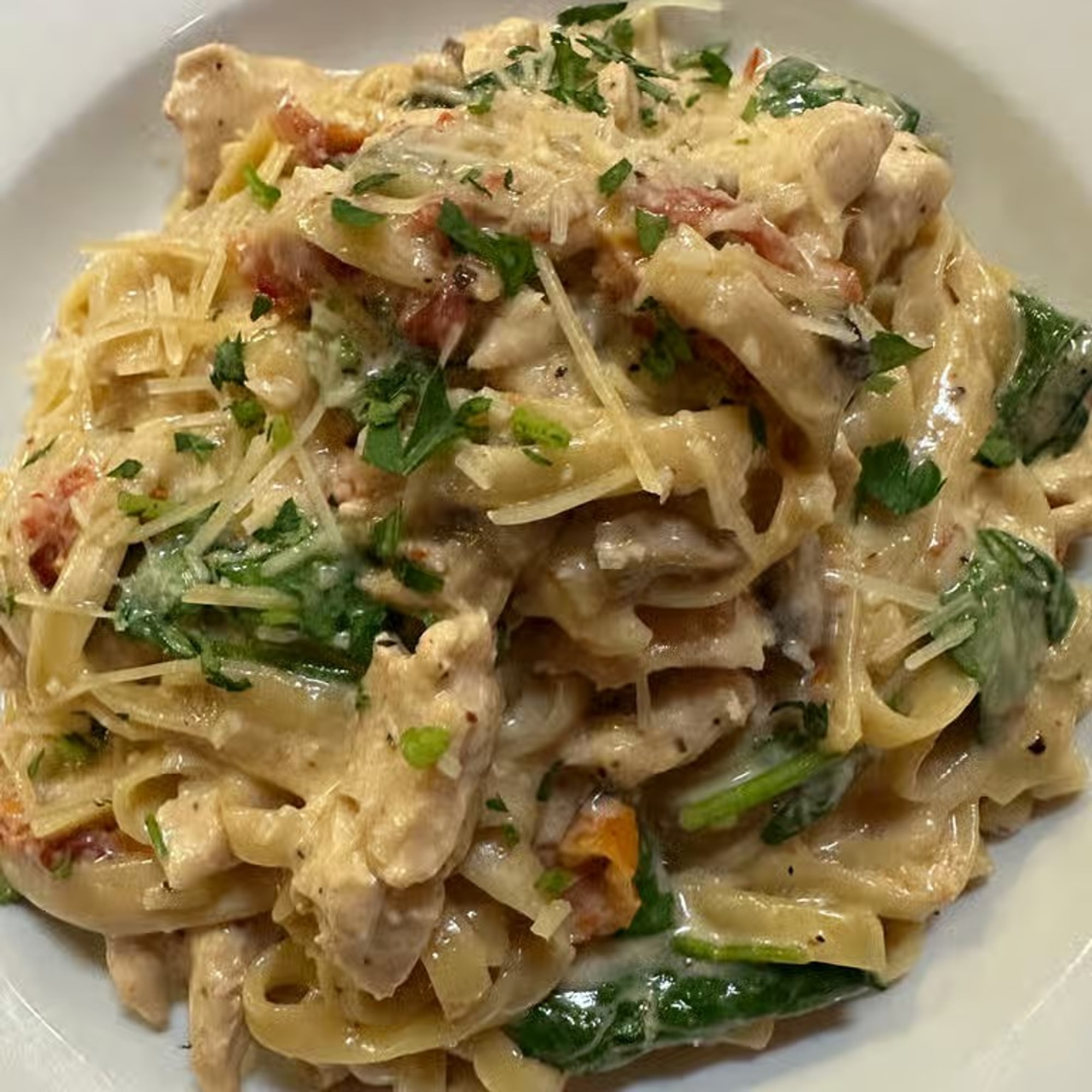 Fettuccine with chicken dinner