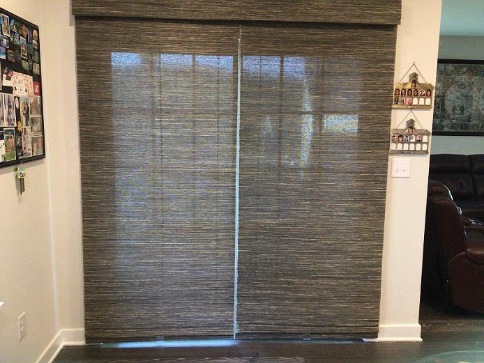 Here's a unique idea for your sliding glass doors! This Philipsburg home features our Woven Wood Shades. They look great and add a lot of texture to this space!  BudgetBlindsPhillipsburg  PhillipsburgNJ  WovenWoodShades  FreeConsultation  WindowWednesday