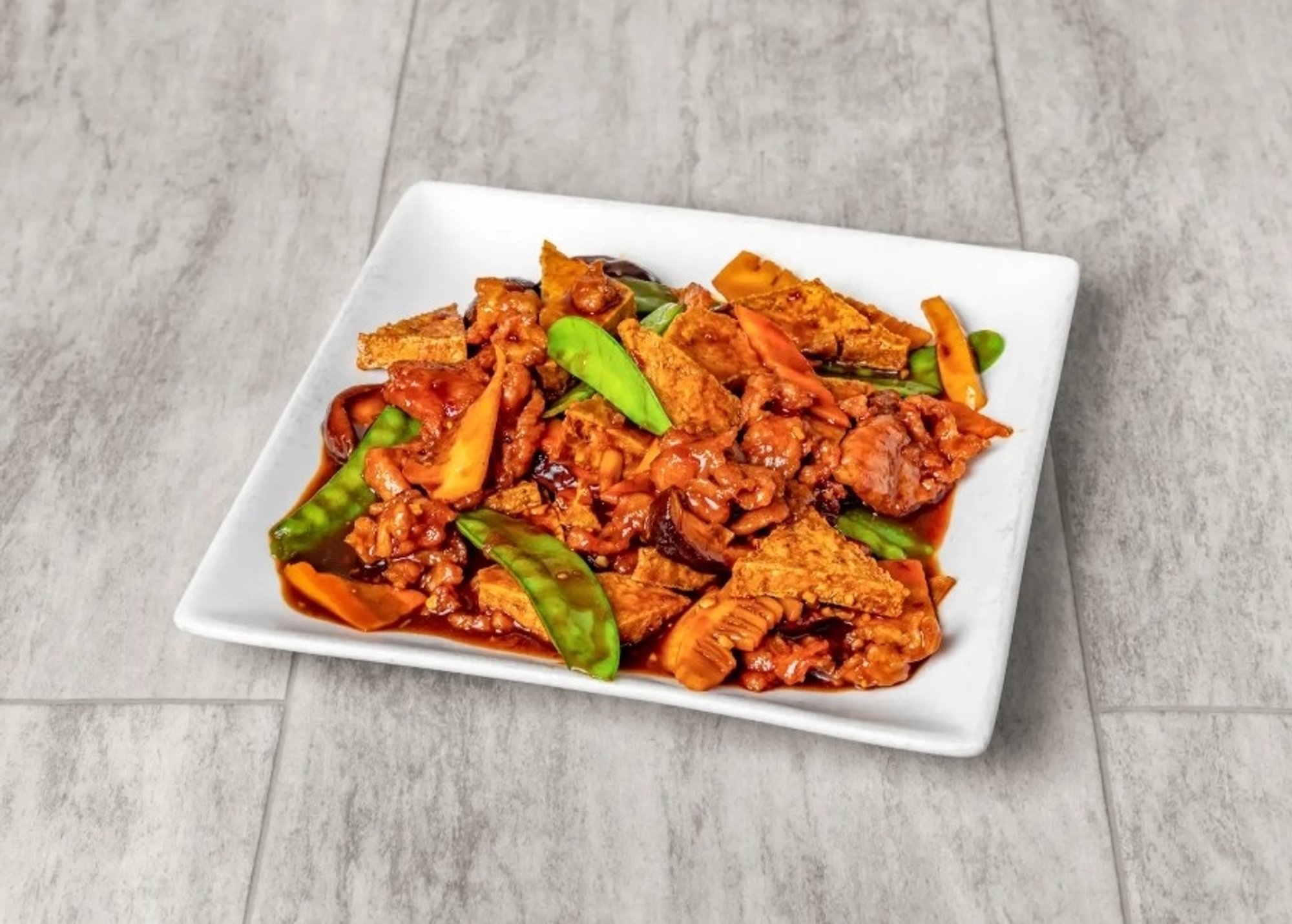 Bean curd Szechwan style (with pork) / 家常豆腐