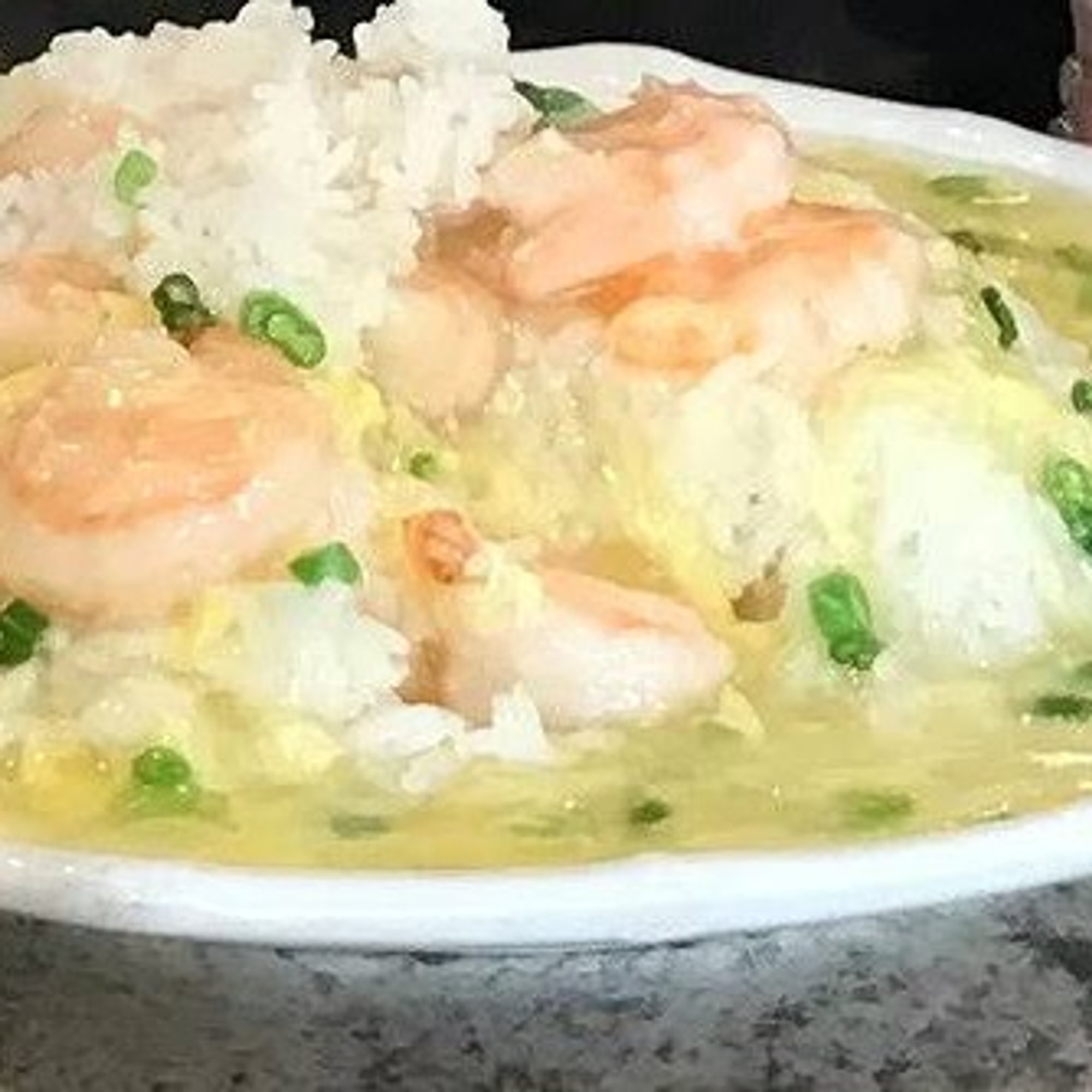 Shrimp and Silky Egg Over Rice
