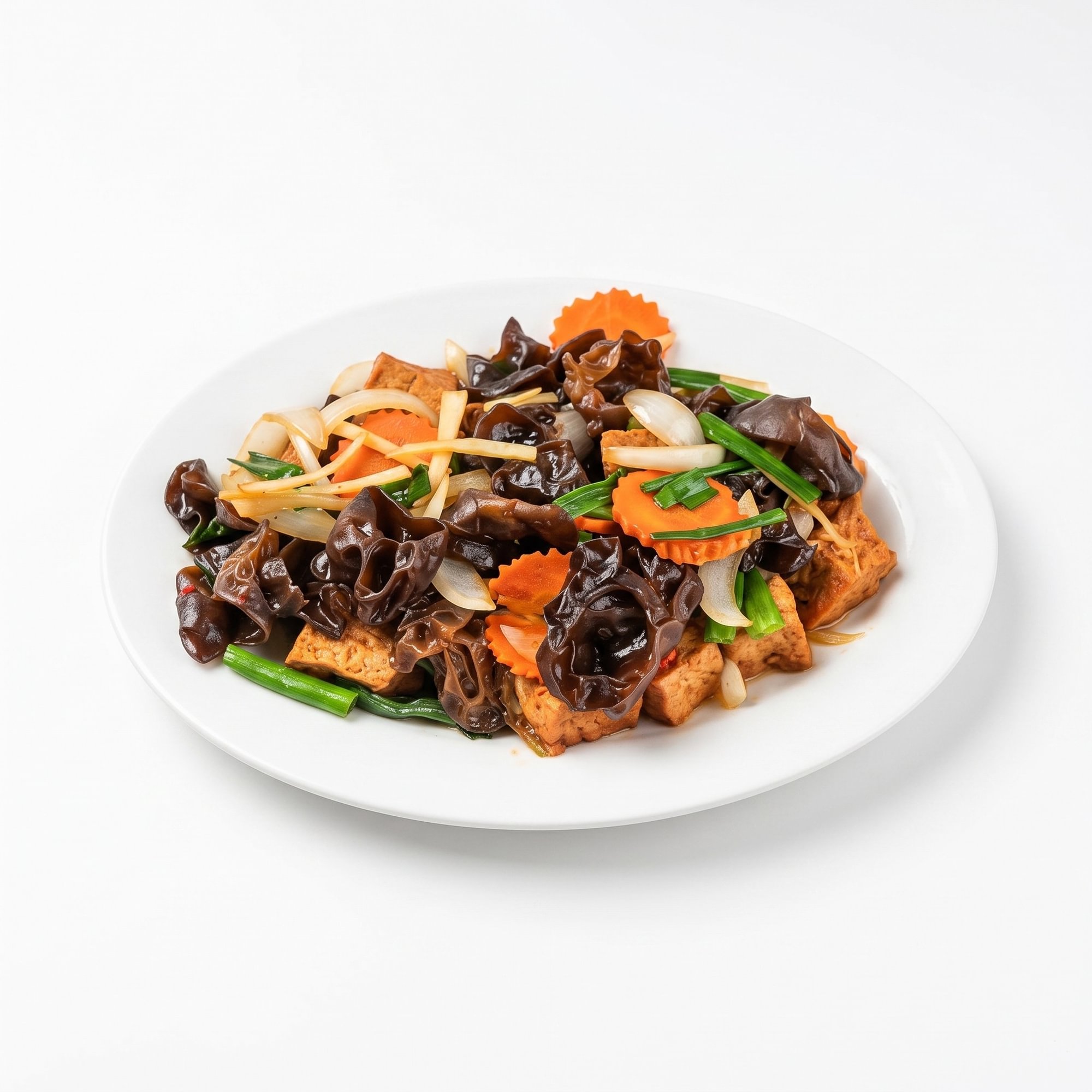 Stir-Fry Tofu with Black Fungus in Ginger Sauce