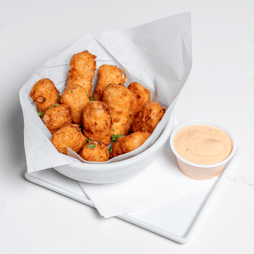 Macaroni & cheese pepper Jack creamy breaded bites brunch