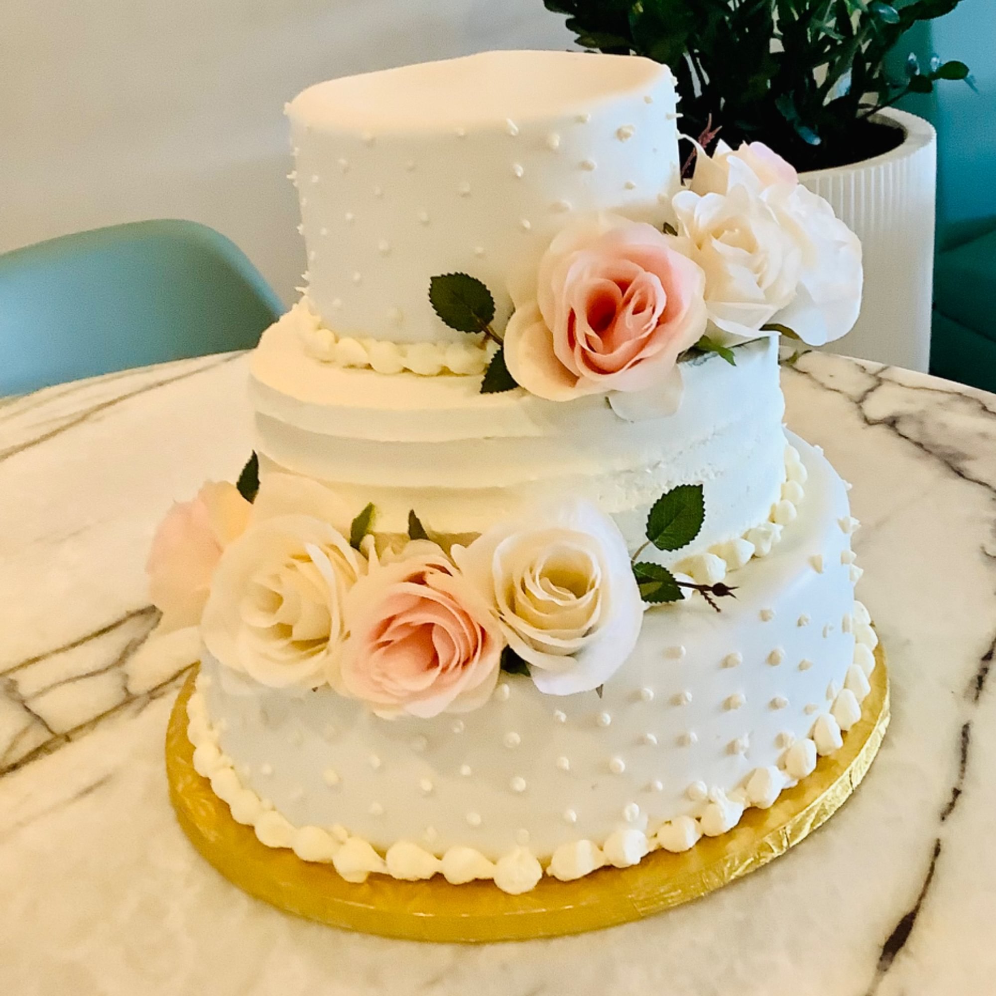 Lemon Mousse with Raspberries Wedding Cake - $8.99 per person starting 45 people