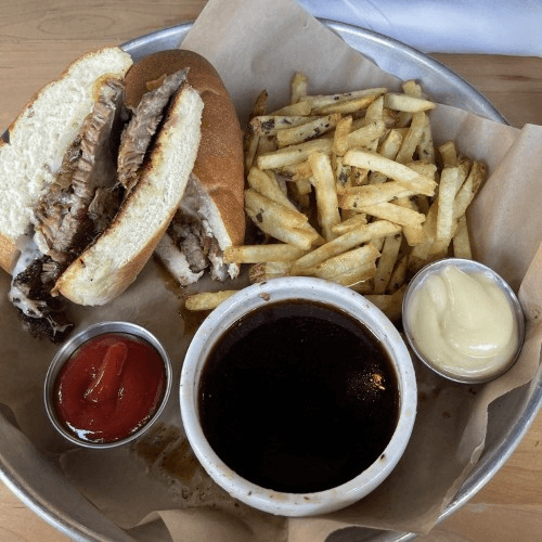 Brisket Beef Dip Sandwich