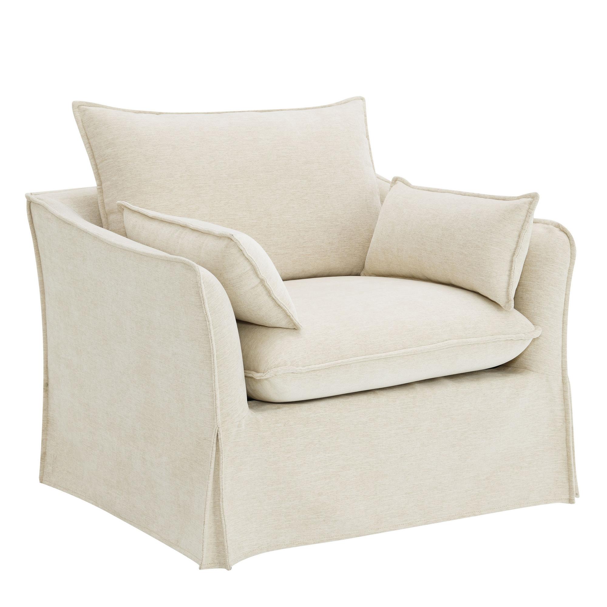 Shane Linen Chair w/ 2 Pillows - Beige