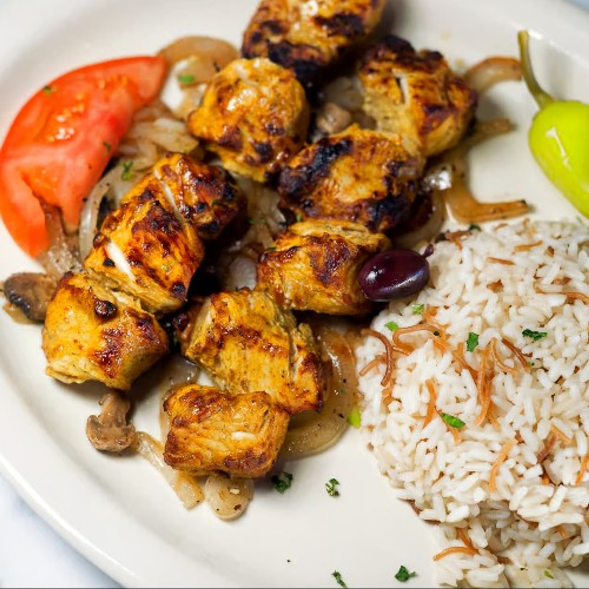Chicken Kabob (Tawook) Plate Lunch