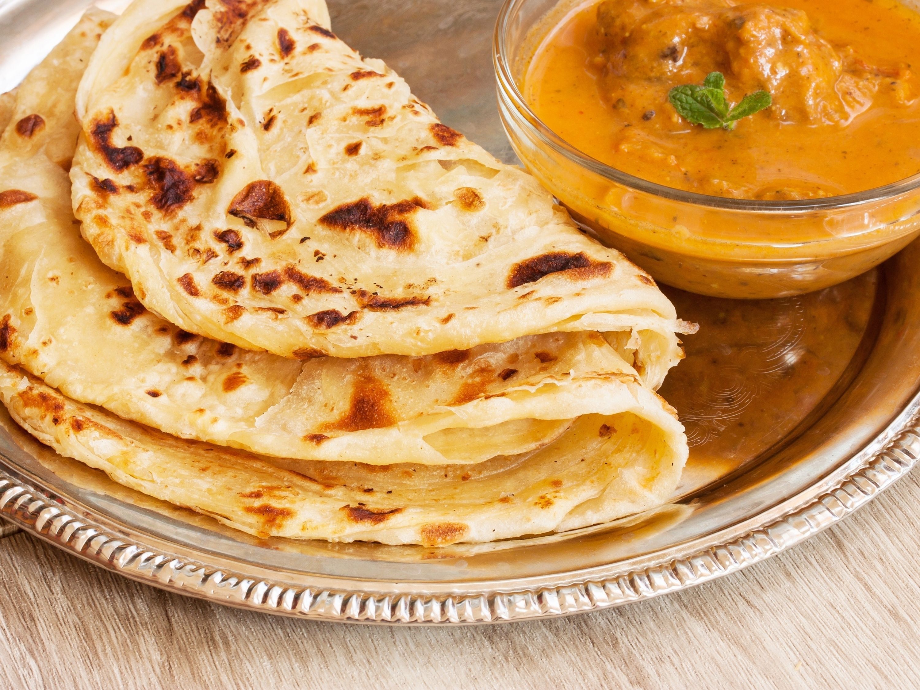 Malabar Paratha with Chicken Salan