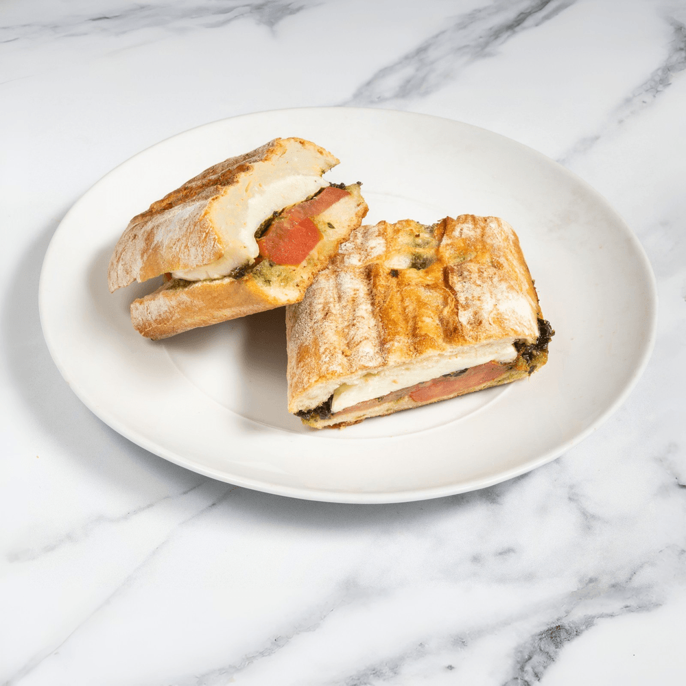 Grilled Panini with Plum Tomato, Pesto & Mozzarella * No Substitutions on this item