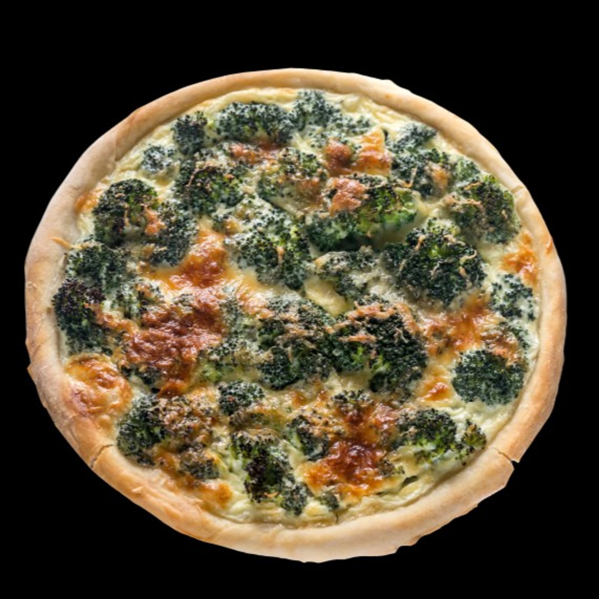 Chicken broccoli pizza slice
