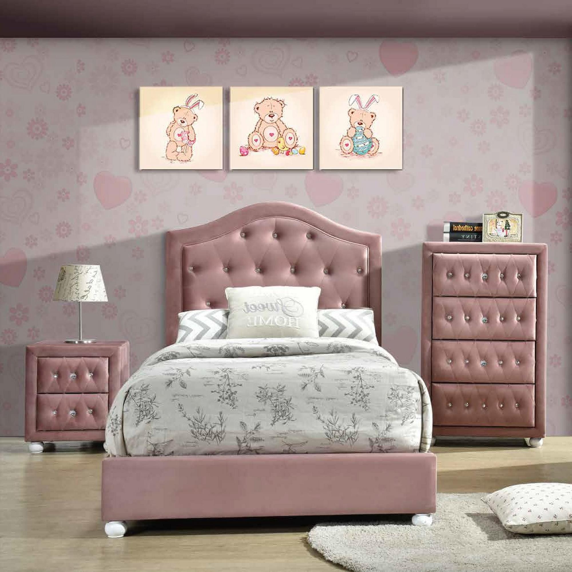 Reggie Twin Bed - Pink Fabric