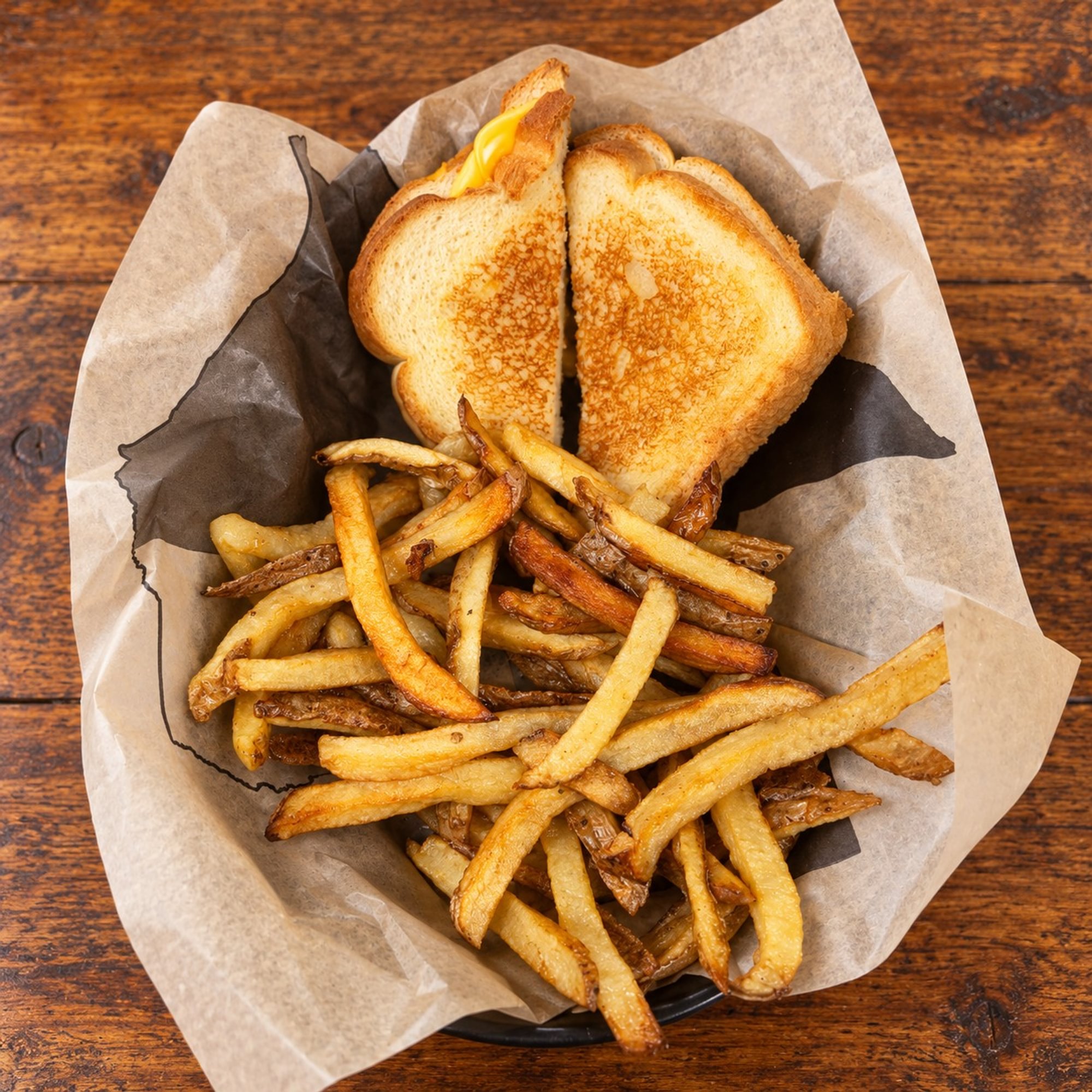 Kids Grilled Cheese Sandwich with French Fries