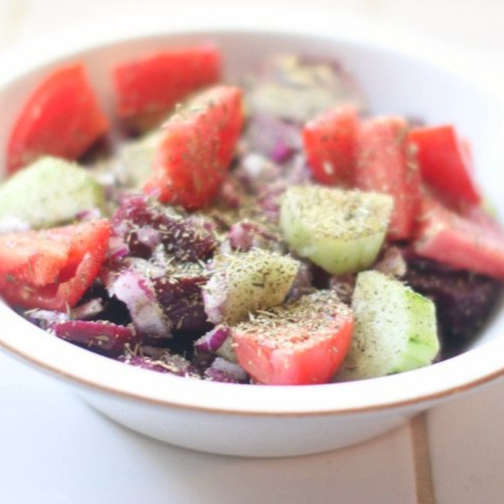 Cucumber, Beet, and Tomato Vinaigrette Salad
