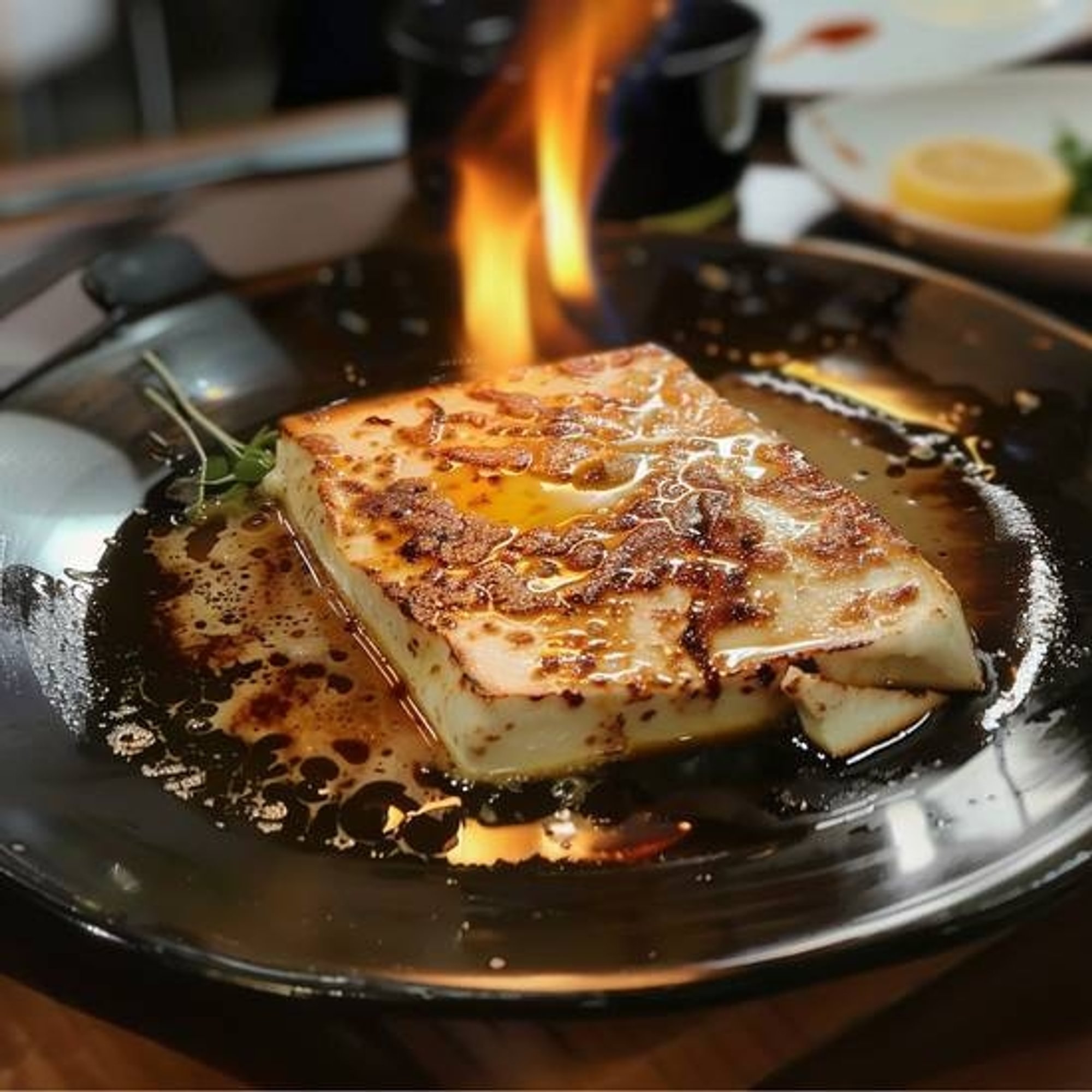 "Saganaki” The Flaming Cheese