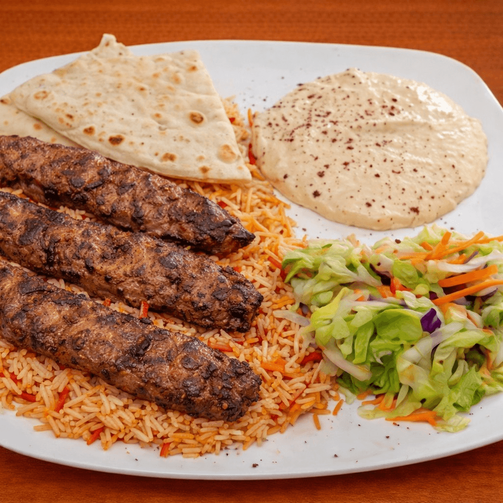 Lamb & Beef Seekh Kabab Over Rice
