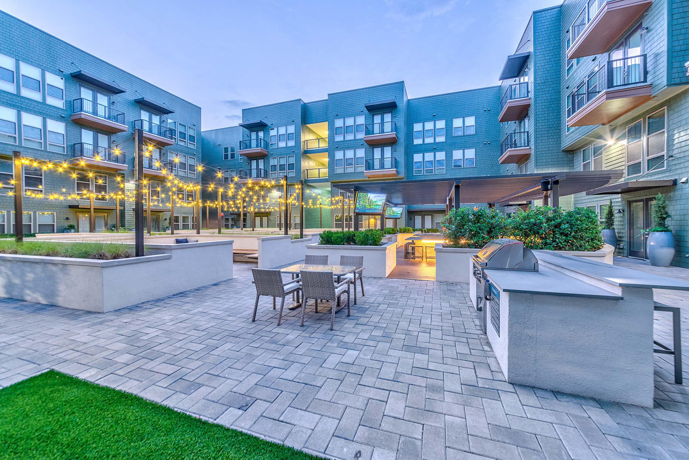 Courtyard at twilight