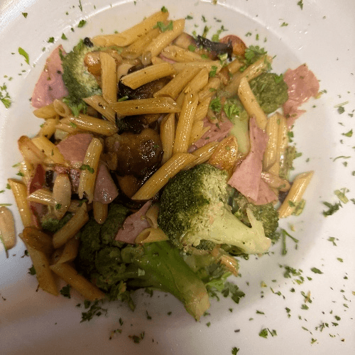 Ziti, Broccoli, Mushrooms & Ham