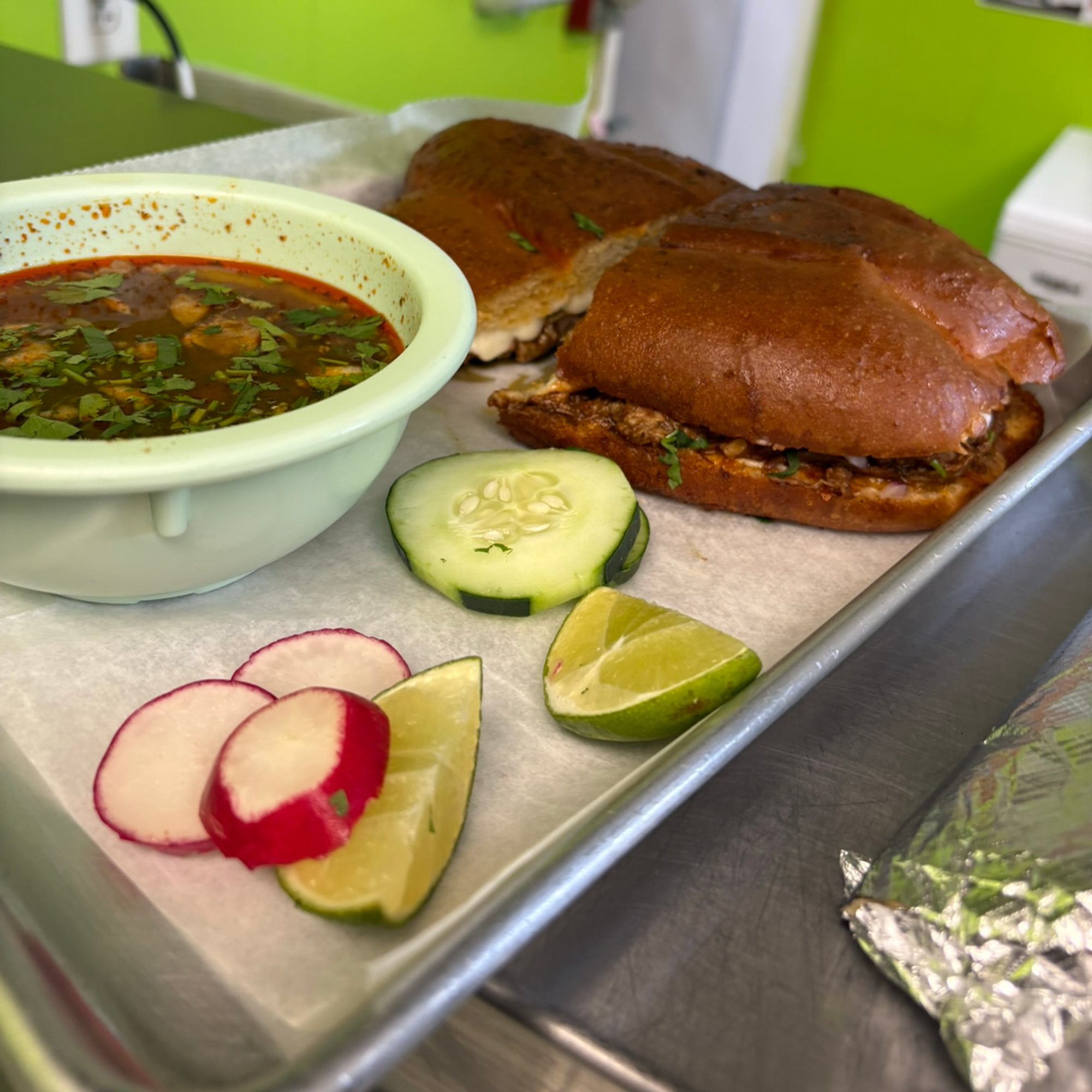 Torta Quesabirria & Consome