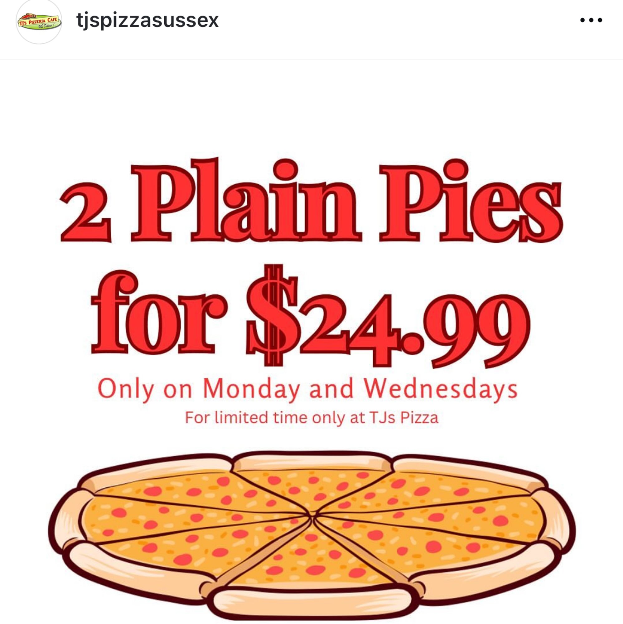 2x 16" Cheese Pizza's
