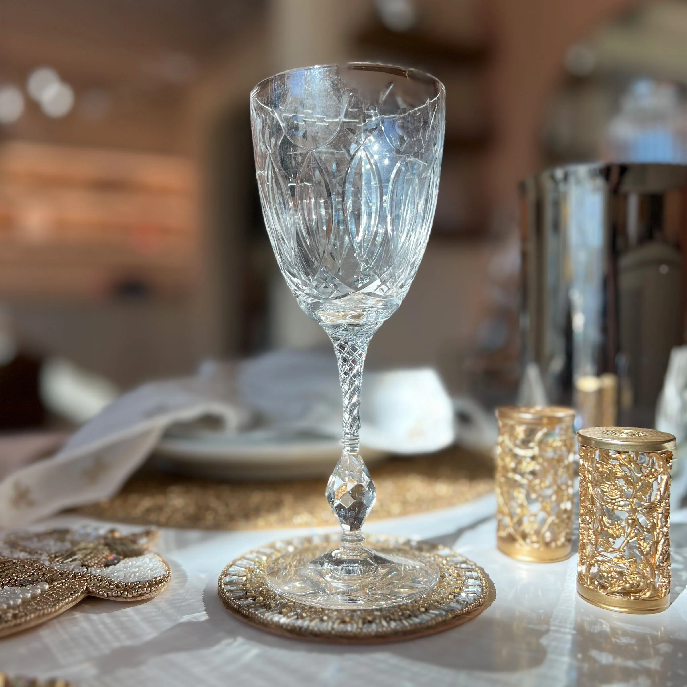 Vintage Rock Sharpe Crystal Wine Glasses - Set of 6