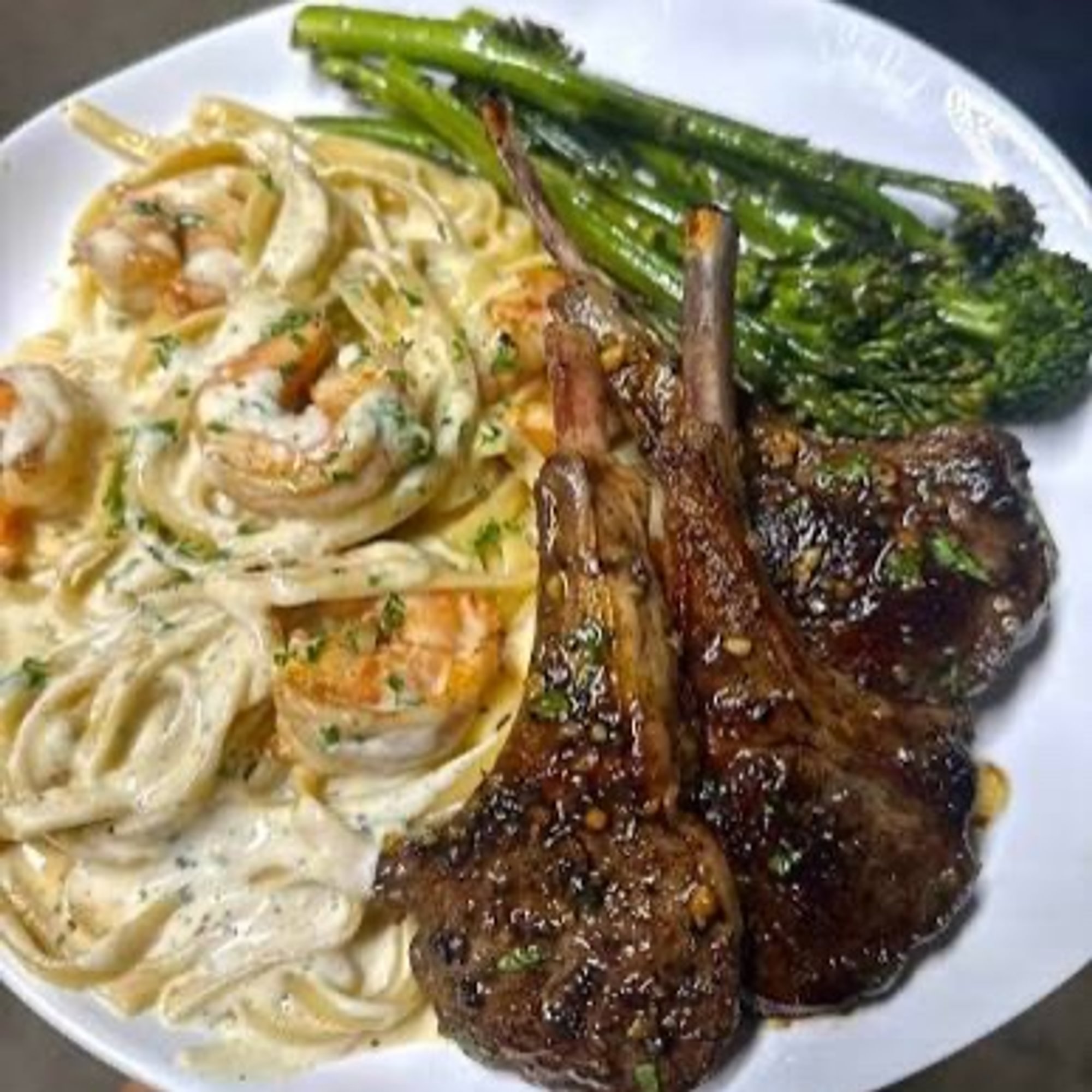 Cajun Lamb Alfredo Spinach and Asparagus