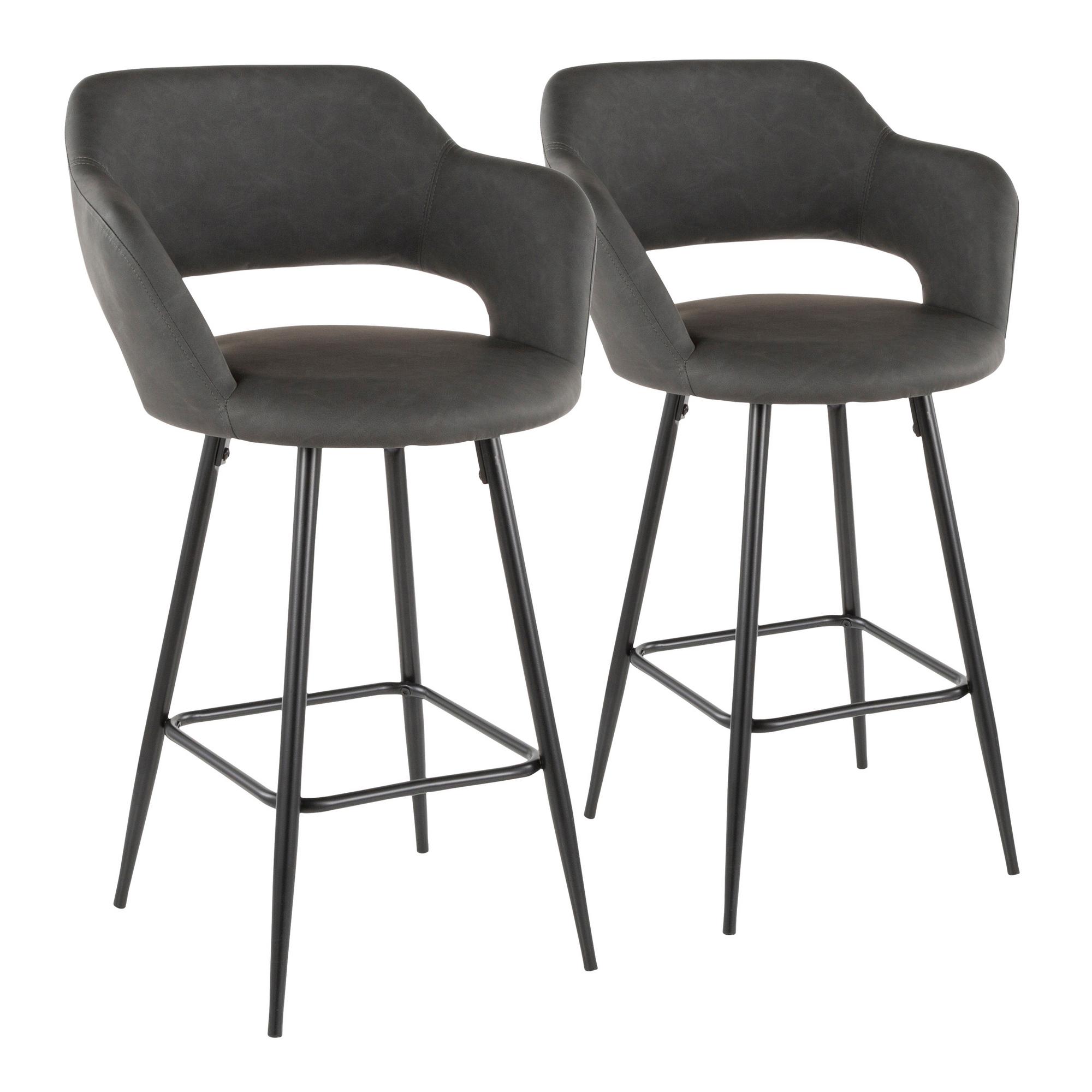 Set of 2 Margarite Counter Stools - Grey