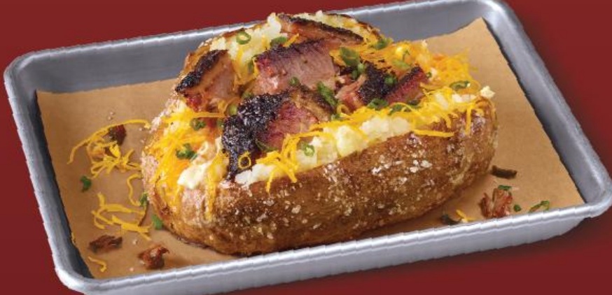 Options include no meat, turkey breast, sliced brisket, chopped brisket, sausage, or  pulled pork