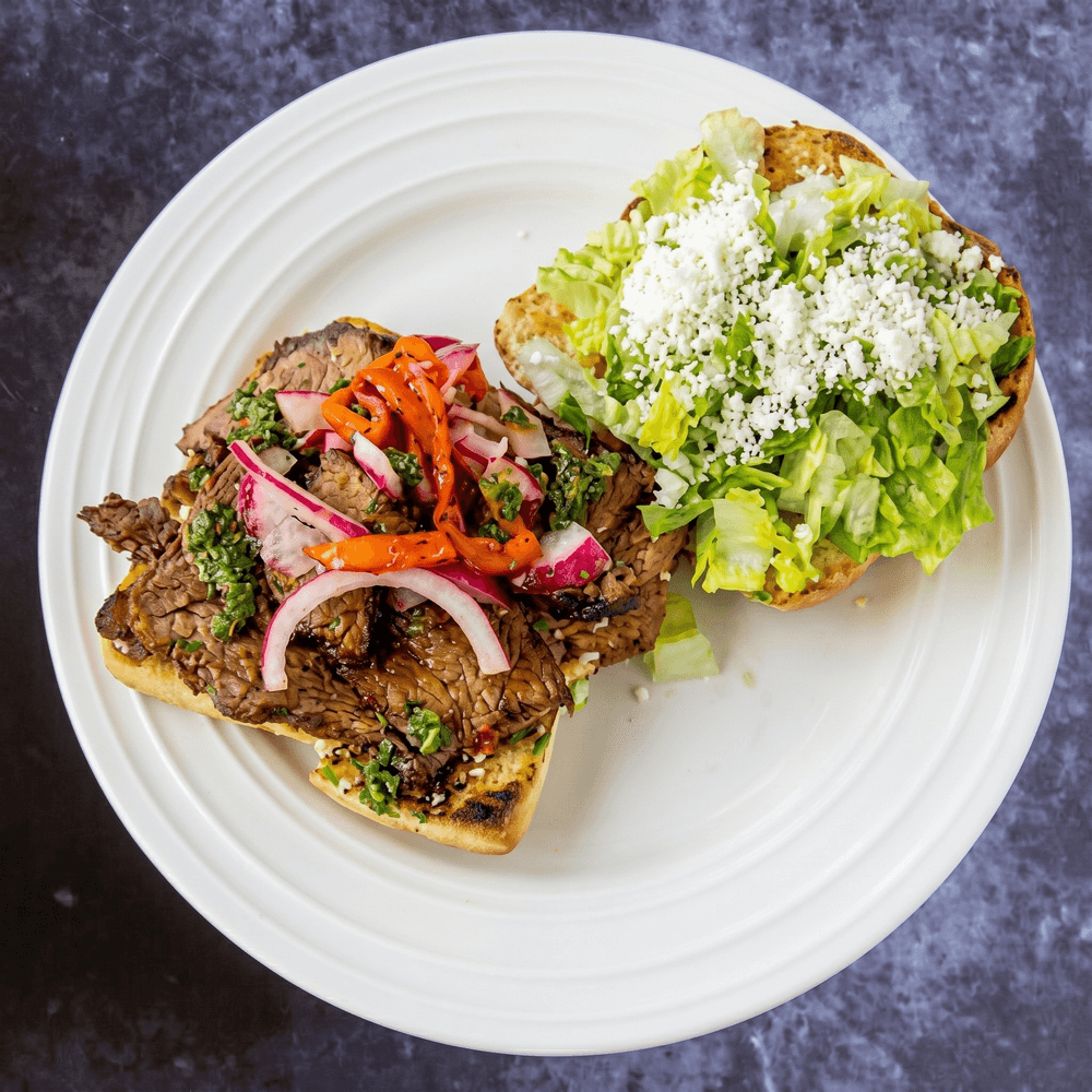 Thinly Sliced Grilled Tri-Tip Steak Sandwich