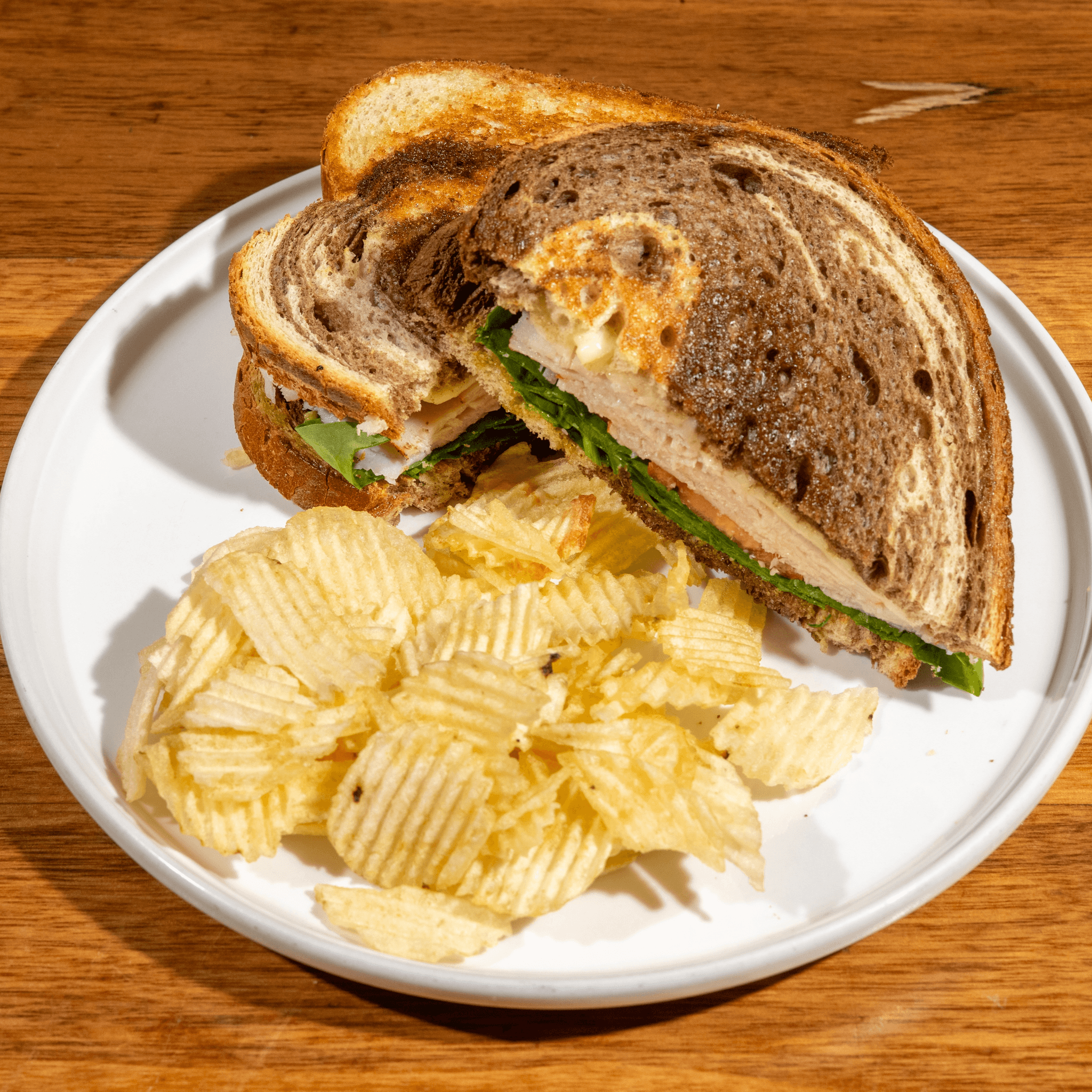 Turkey Pesto with Fontina Cheese & Lettuce and Tomato Sandwich