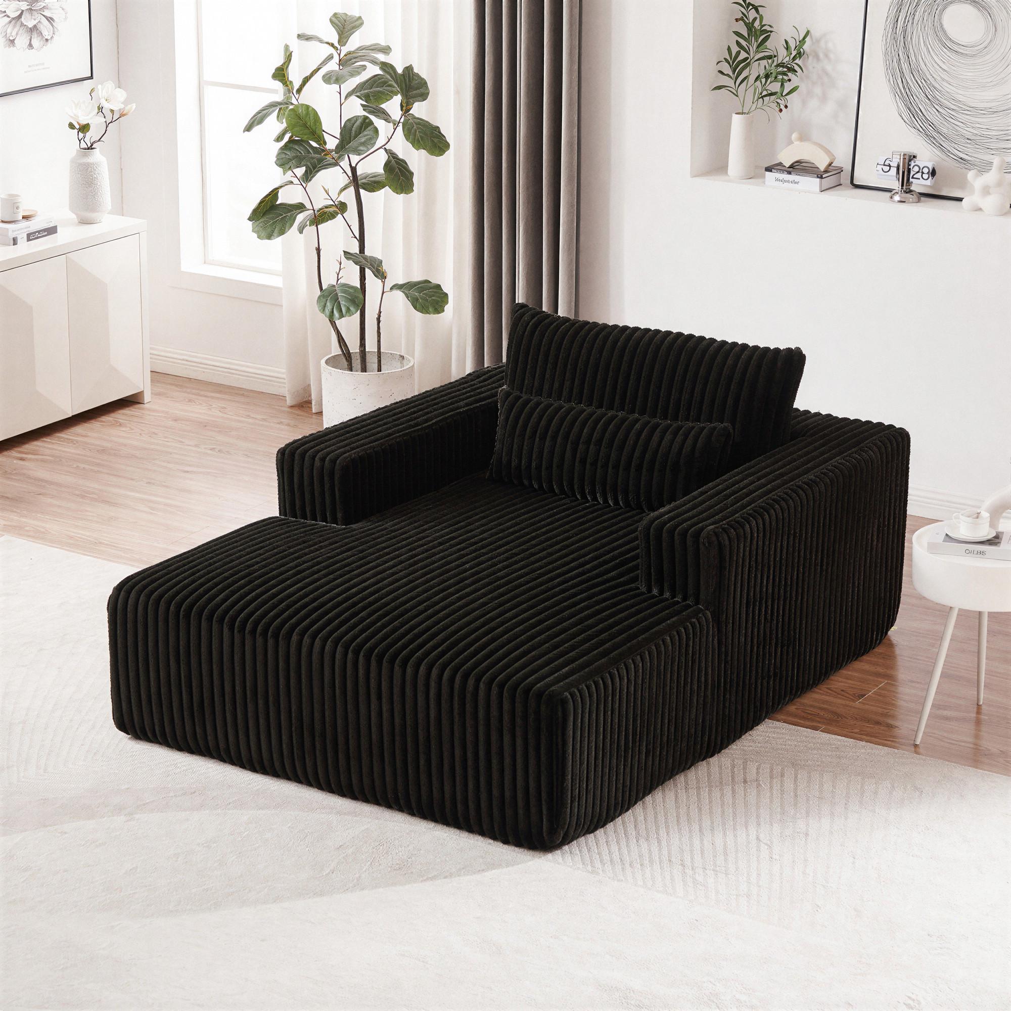 Velora 75" Corduroy Chair - Black