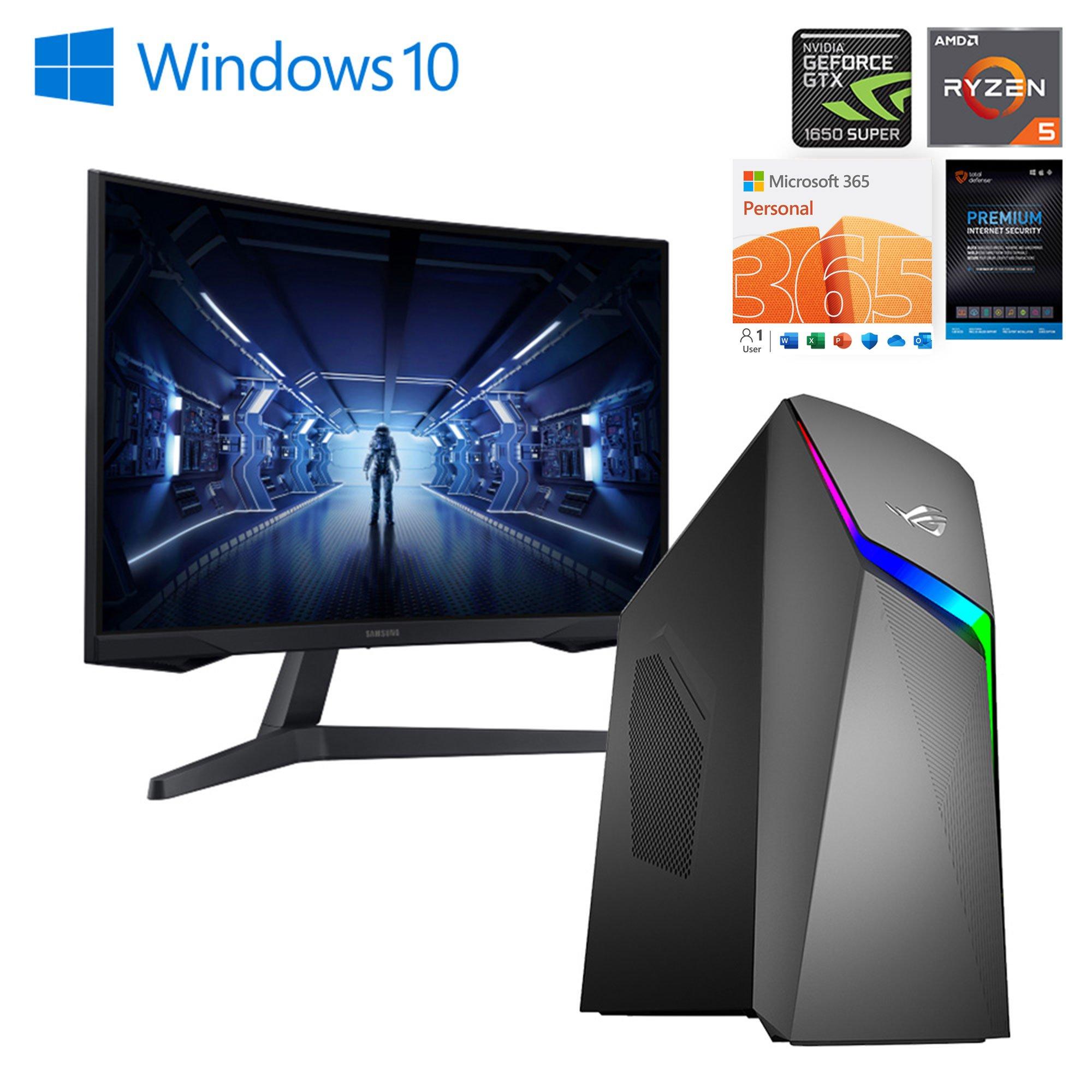 ASUS Gaming Desktop w/ AMD Ryzen™ 5 CPU, 27" Curved Gaming Monitor, Internet Security & Microsoft 36