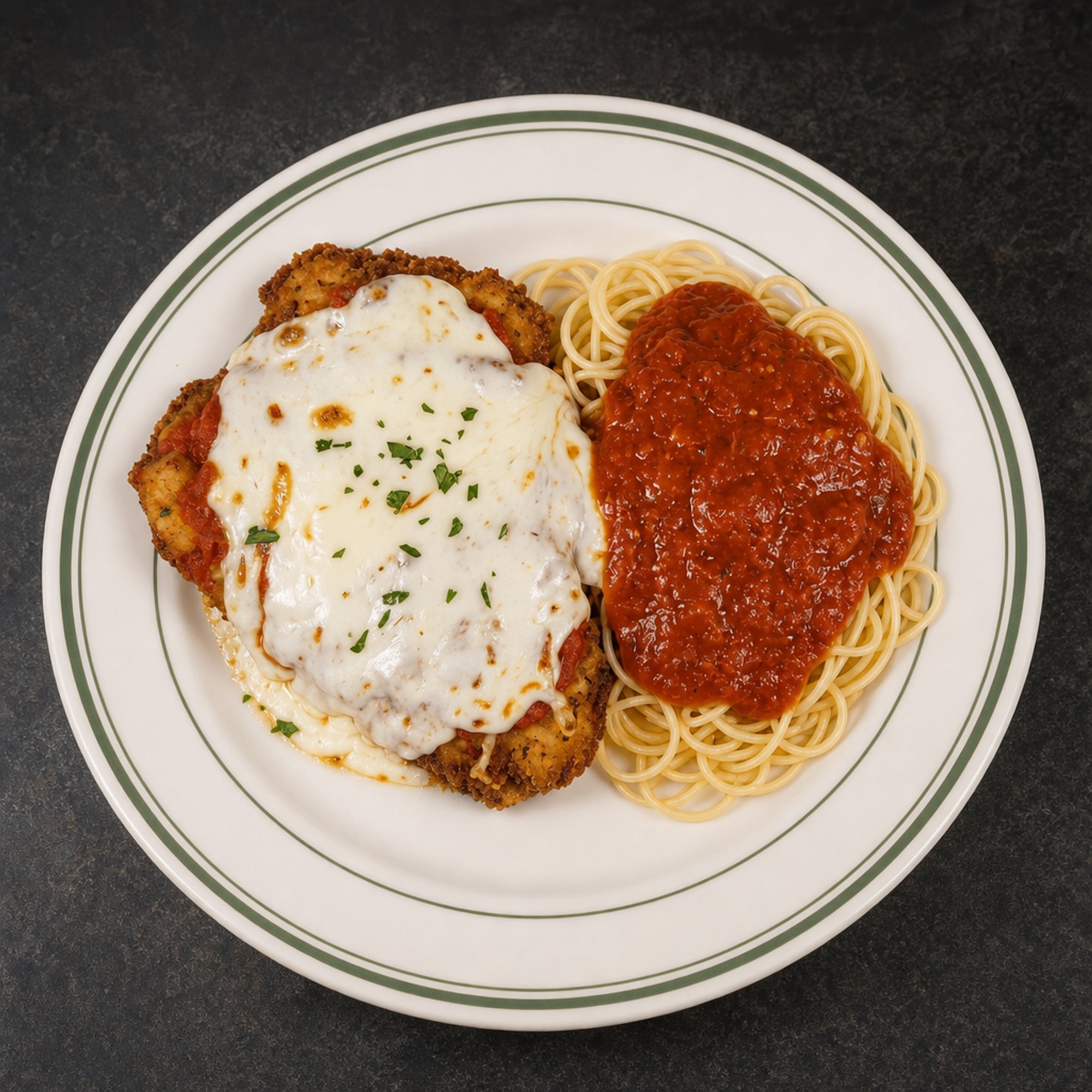 Veal Parmigiano w. Spaghetti Marinara